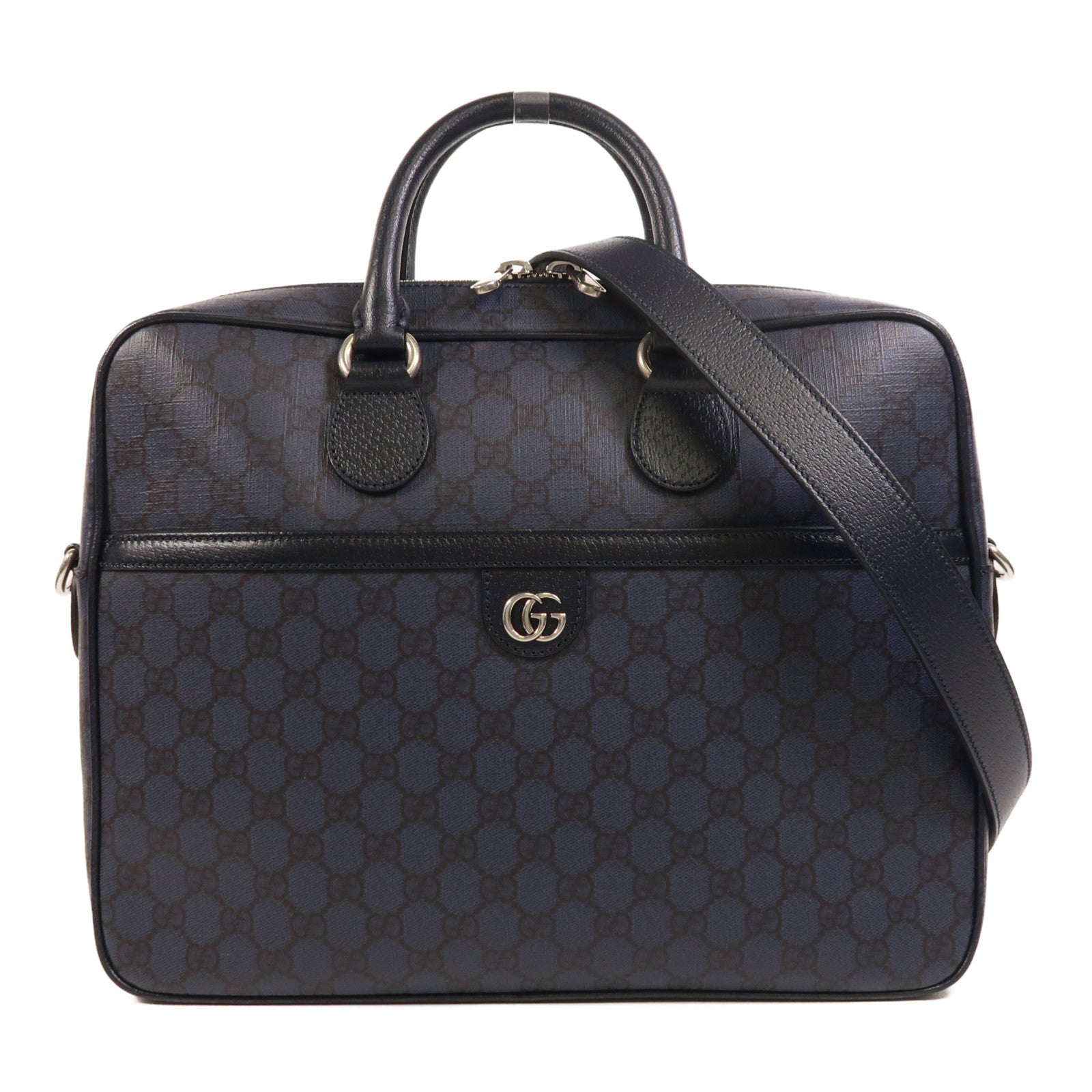 GUCCI 塗層帆布Ophidia Medium GG Briefcase銀扣手挽肩背兩用袋