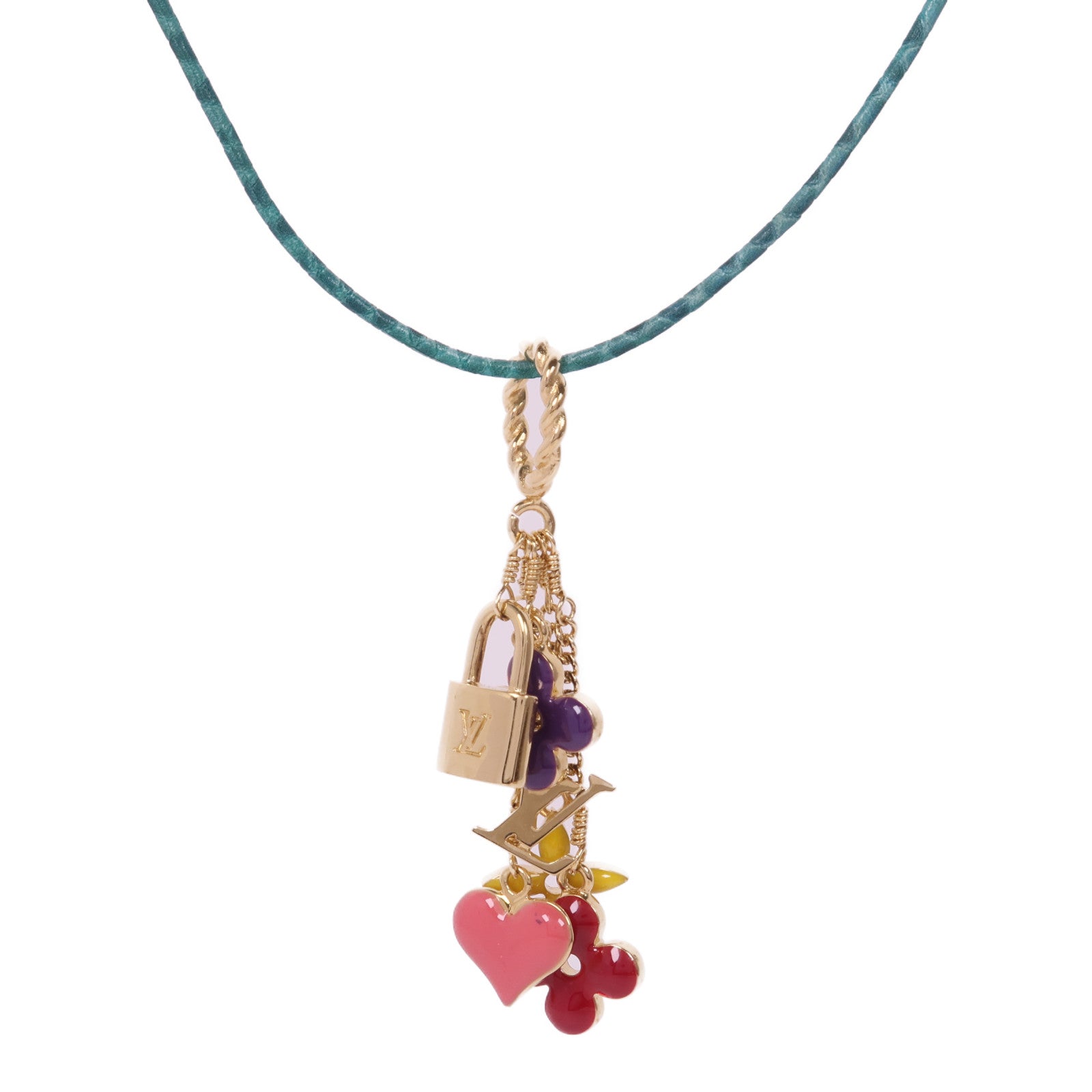 LOUIS VUITTON LV Pendant Sweet Monogram Necklace Metal Gold