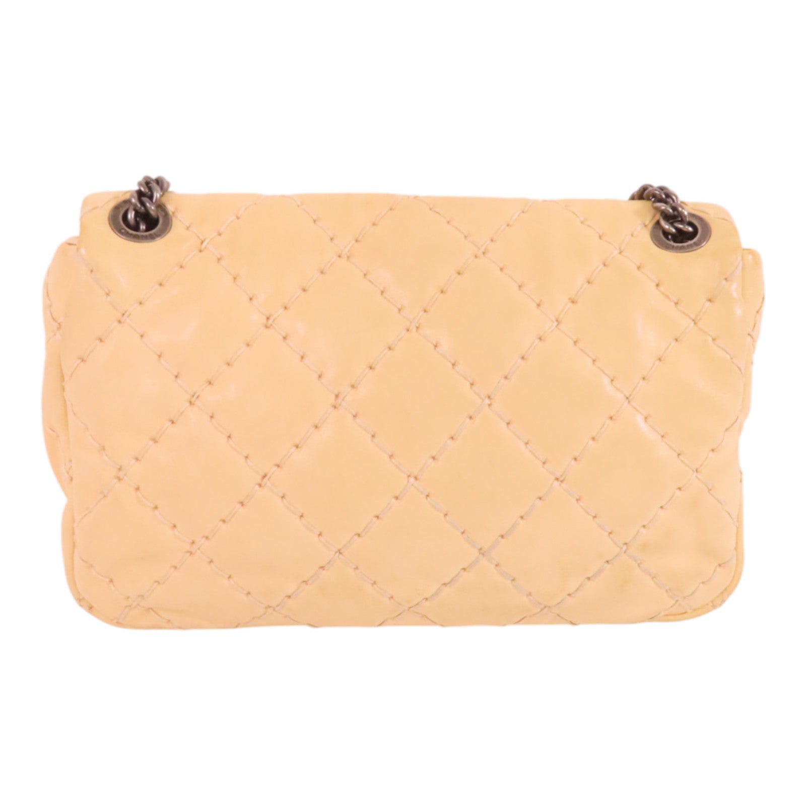 CHANEL 牛皮皮革Chain Shoulder銀扣鏈帶肩背袋