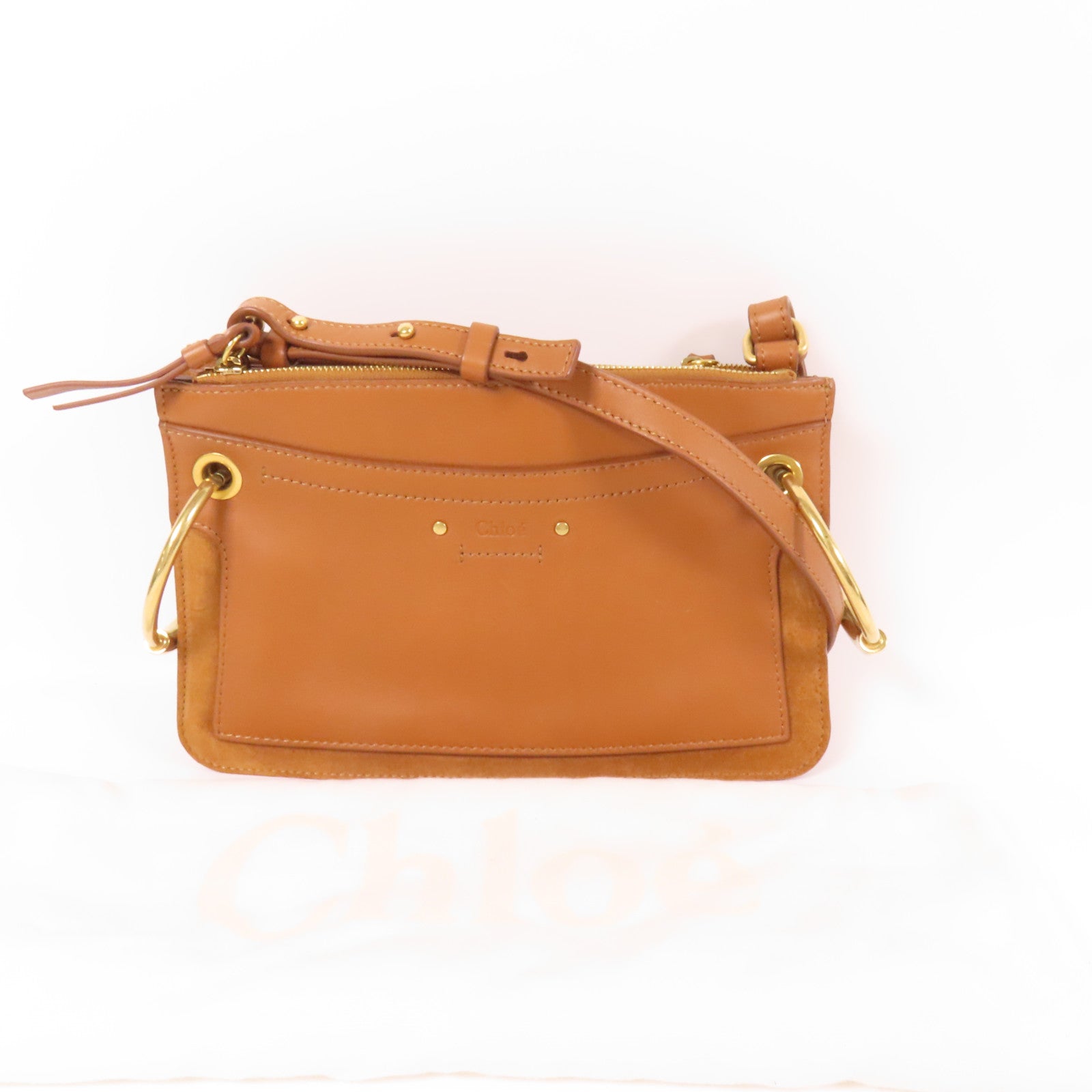 Chloe 麂皮/牛皮皮革Mini Roy金扣肩背袋