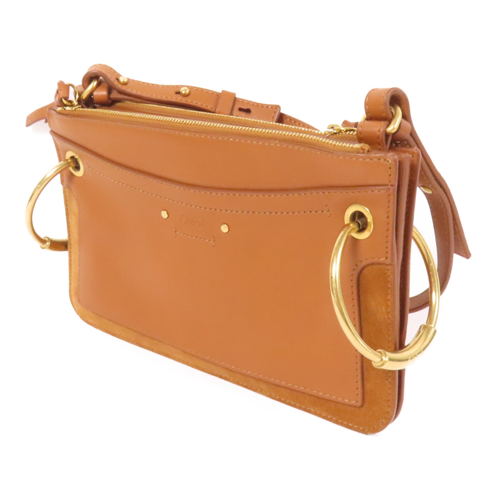 Chloe 麂皮/牛皮皮革Mini Roy金扣肩背袋