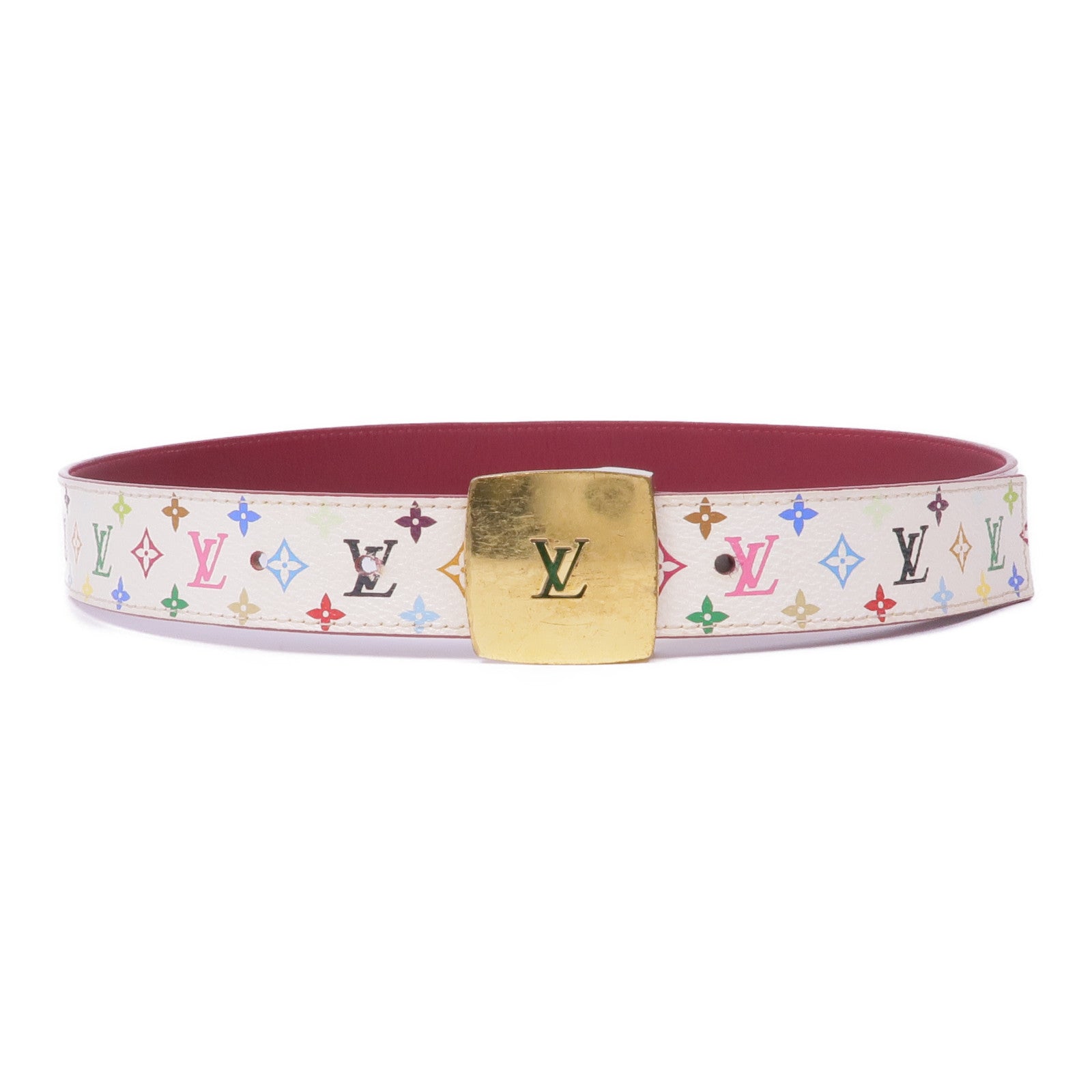 LOUIS VUITTON Monogram Multicolore Belt金扣腰帶