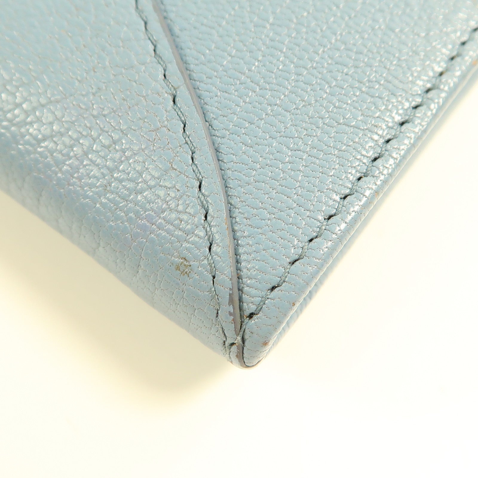 Miu Miu 牛皮皮革Long Wallet金扣長錢包藍色/白色