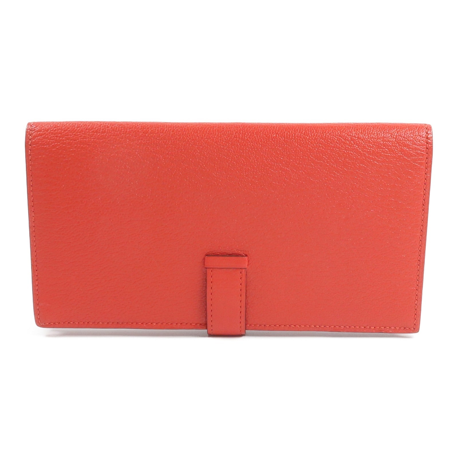HERMES Chevre皮革Bearn Wallet長錢包Rouge de Coeur