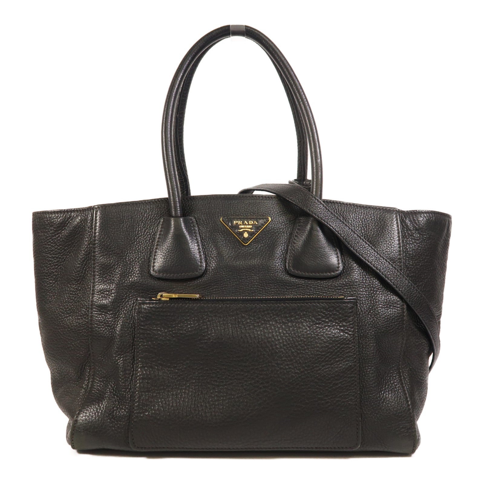 PRADA 牛皮皮革2 Way Shoulder金扣手挽肩背兩用袋