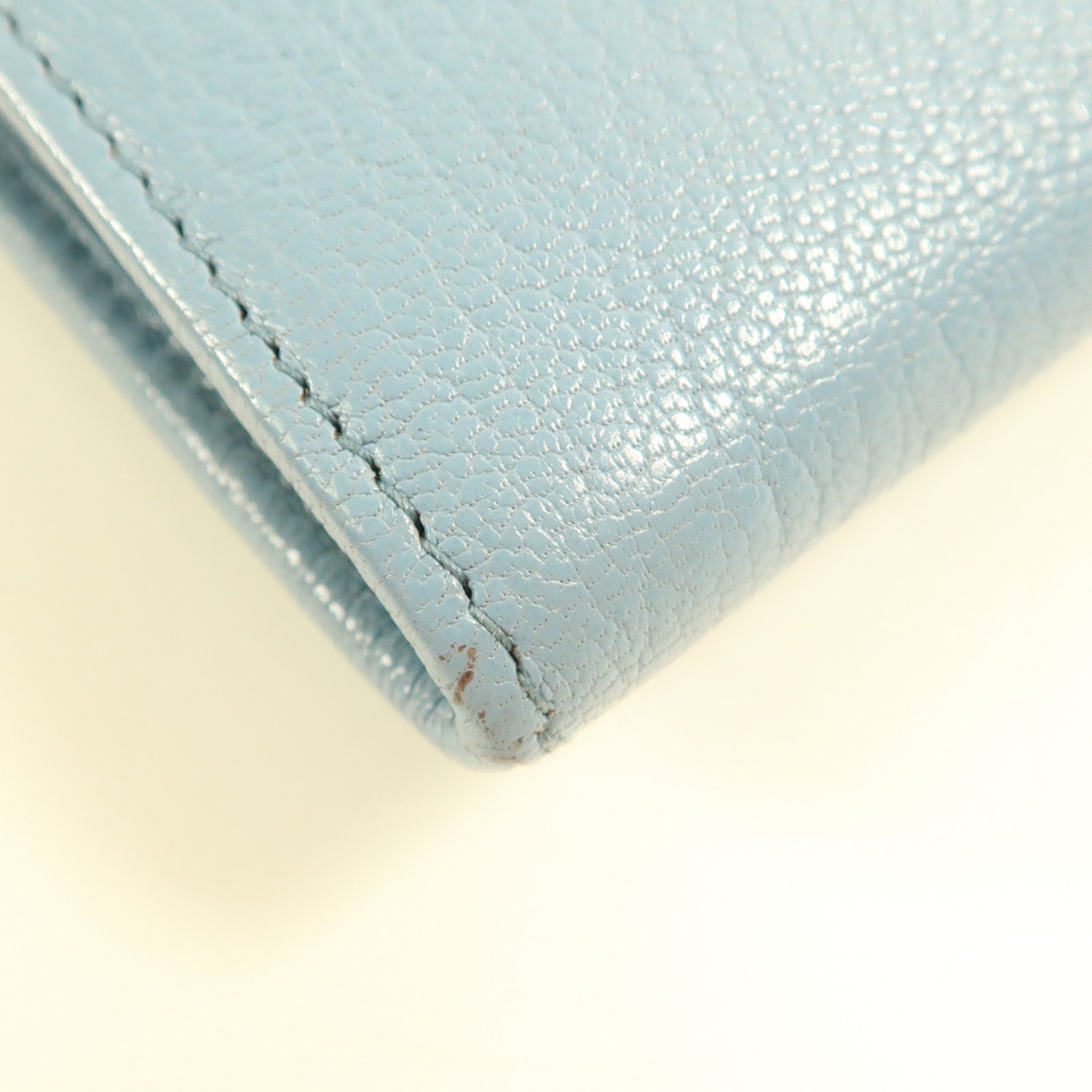 Miu Miu 牛皮皮革Long Wallet金扣長錢包藍色/白色