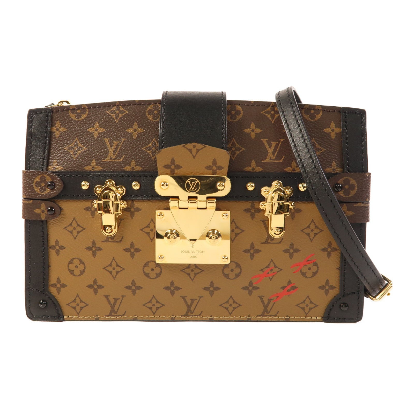 LOUIS VUITTON LV GHW Trunk Clutch Shoulder Bag M43596 Monogram Reverse Brown