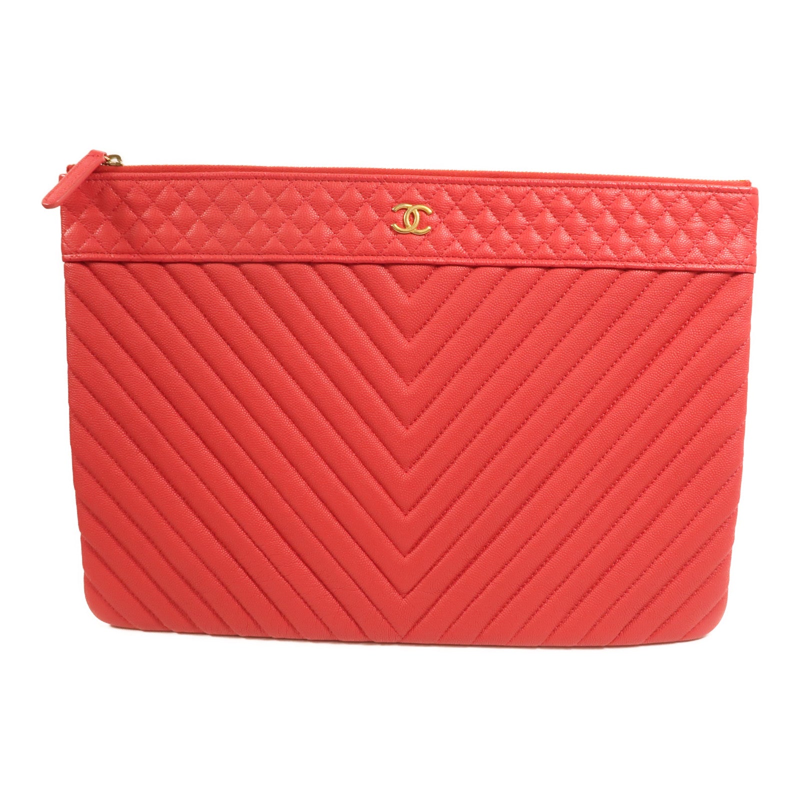 CHANEL 牛皮皮革Clutch金扣手拿包