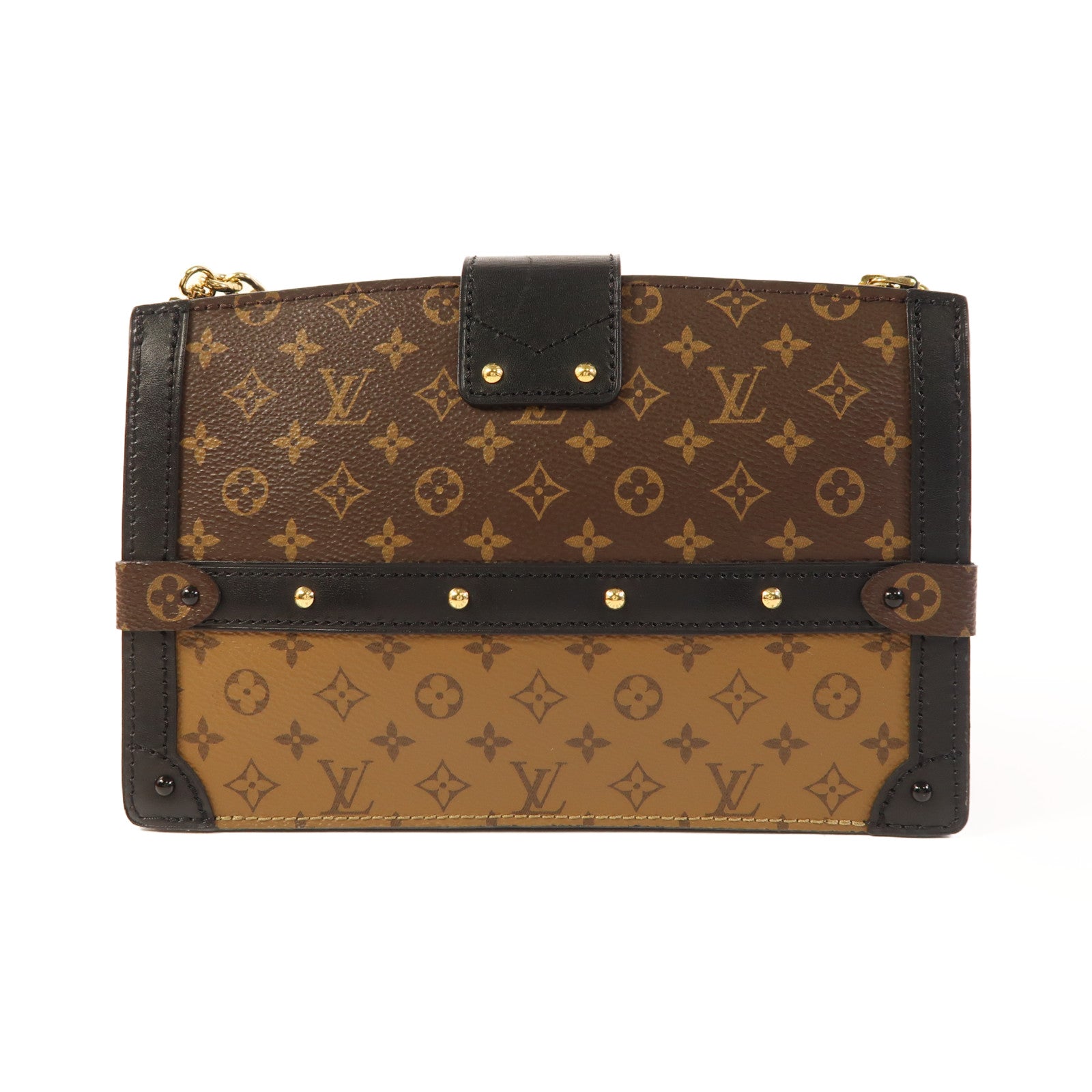 LOUIS VUITTON LV GHW Trunk Clutch Shoulder Bag M43596 Monogram Reverse Brown
