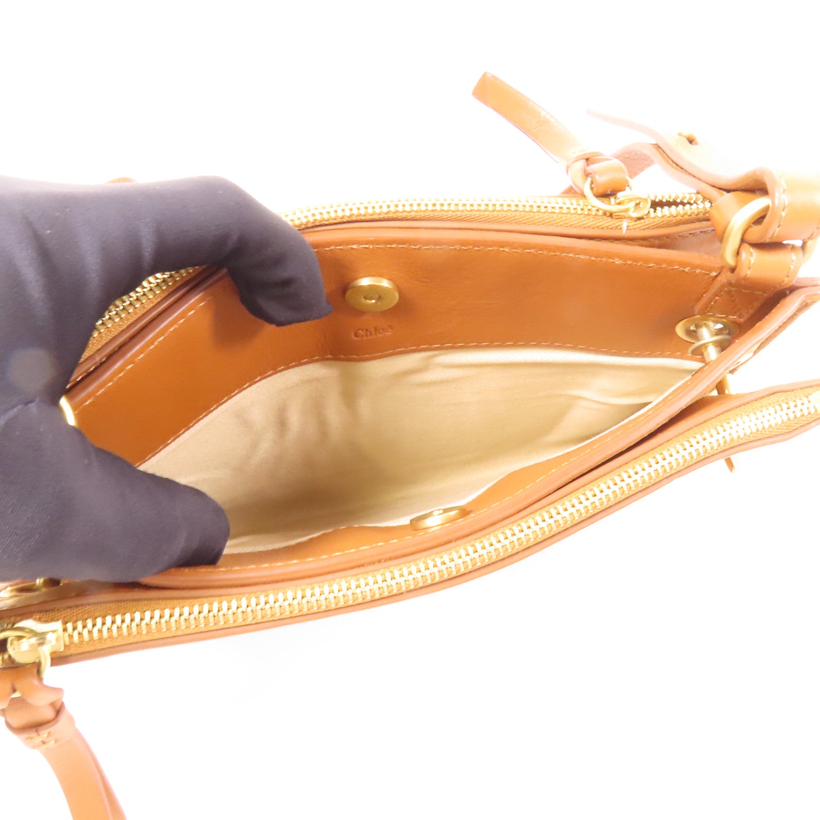 Chloe 麂皮/牛皮皮革Mini Roy金扣肩背袋