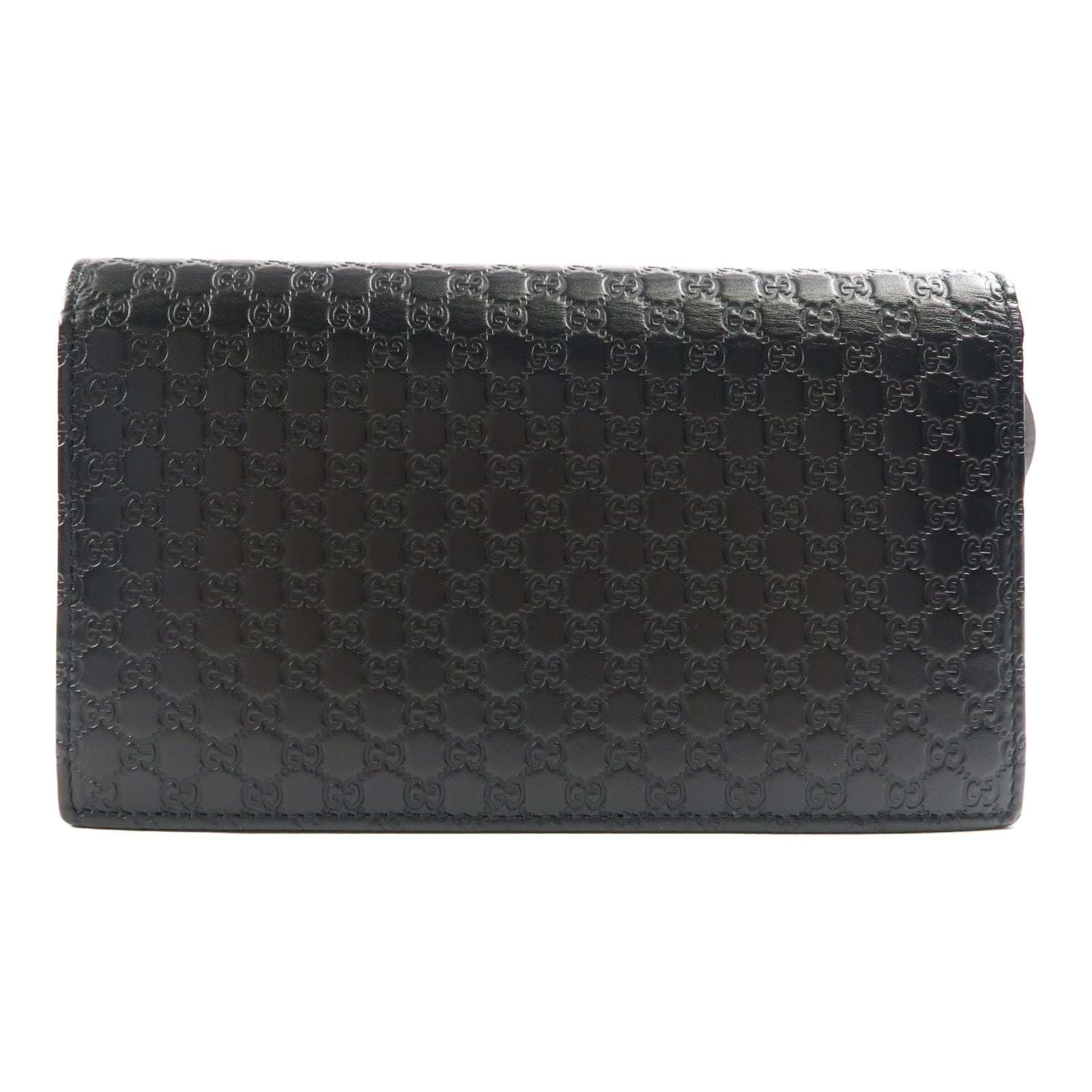 GUCCI Guccissima皮革Shoulder Wallet金扣肩背袋黑色