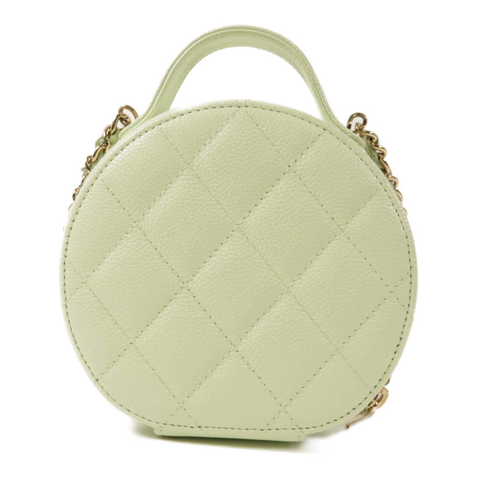 CHANEL 牛皮皮革Mini Round Vanity金扣手挽肩背兩用袋