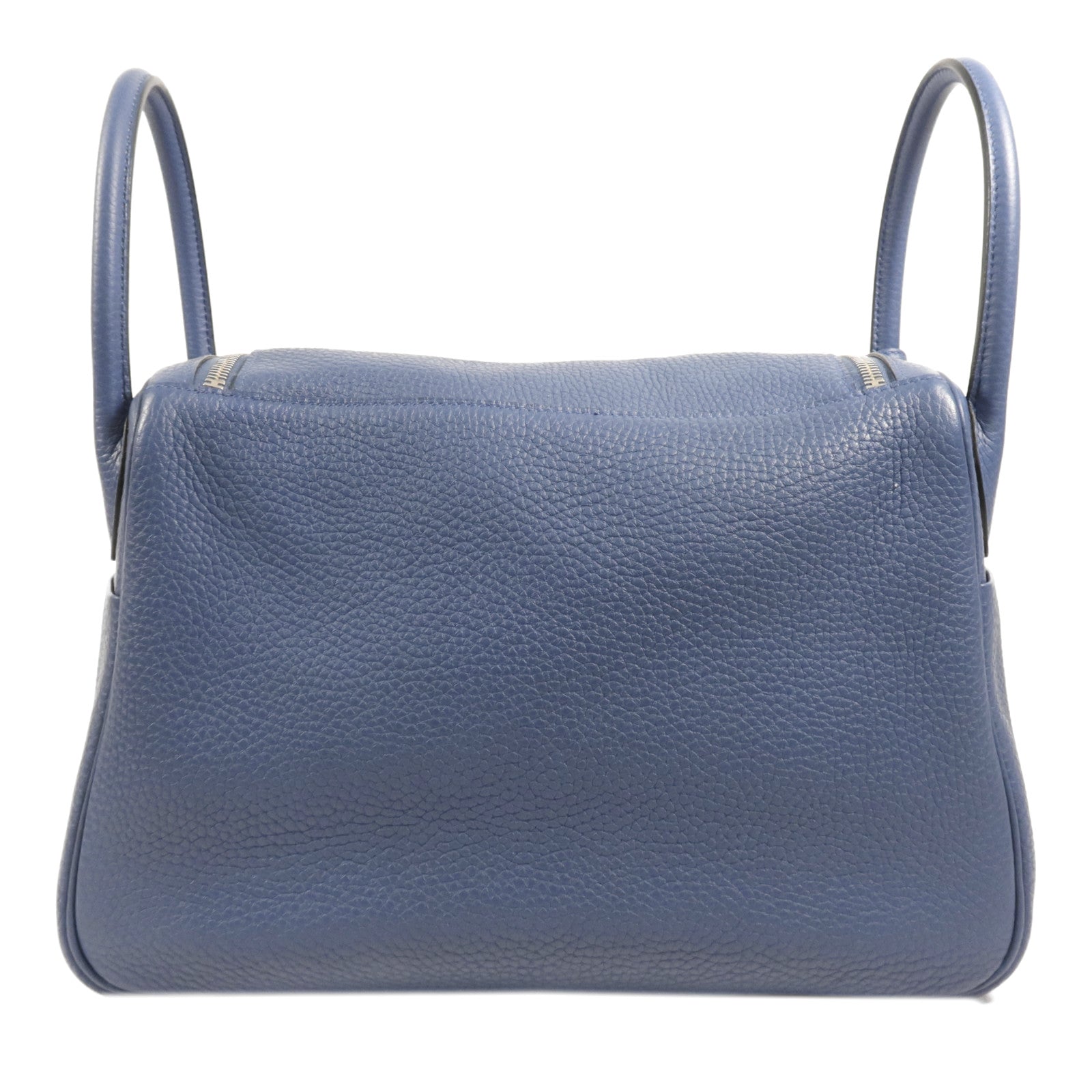 HERMES Clemence皮革Lindy 30銀扣手挽肩背兩用袋Bleu Brighton