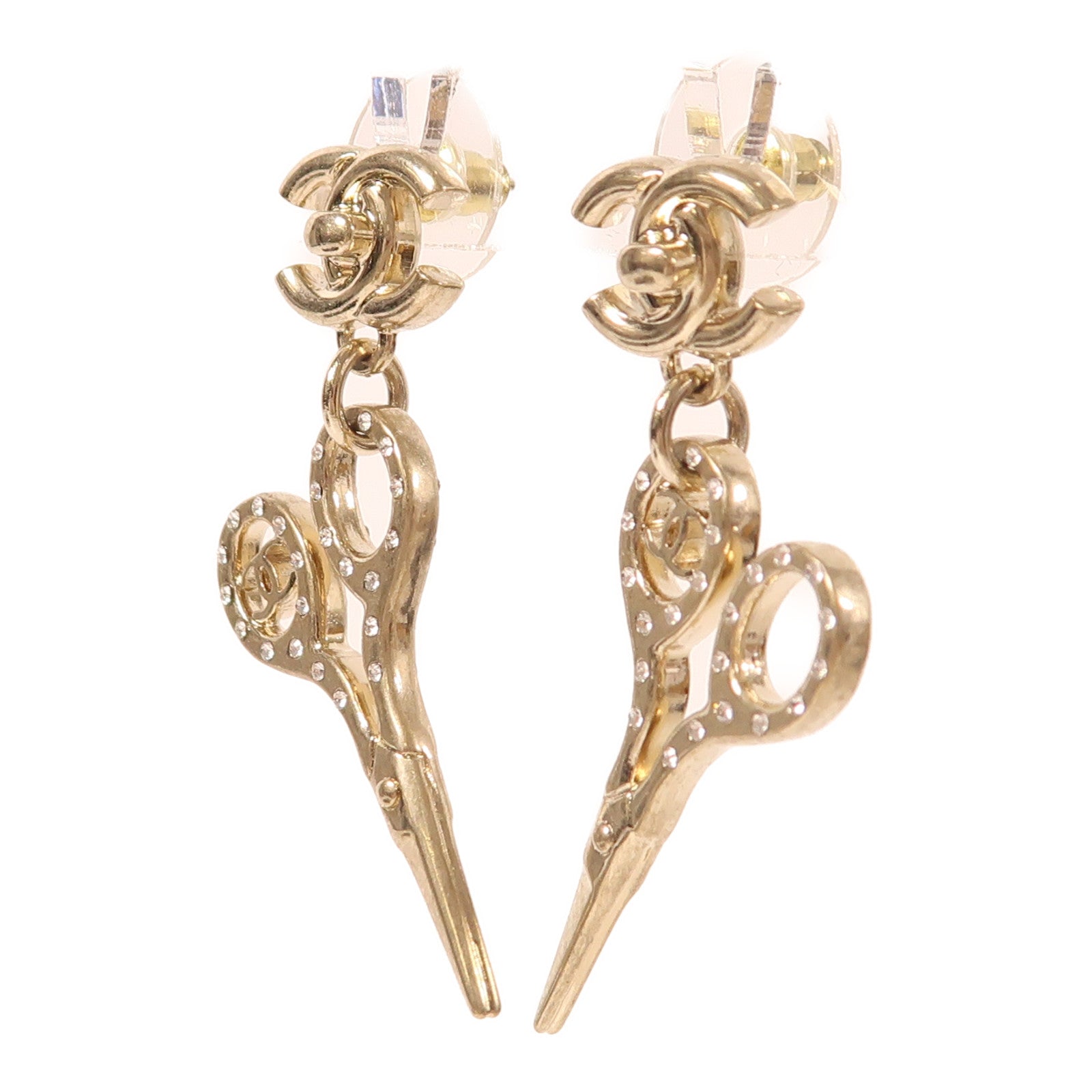 CHANEL CC Earrings Metal Gold