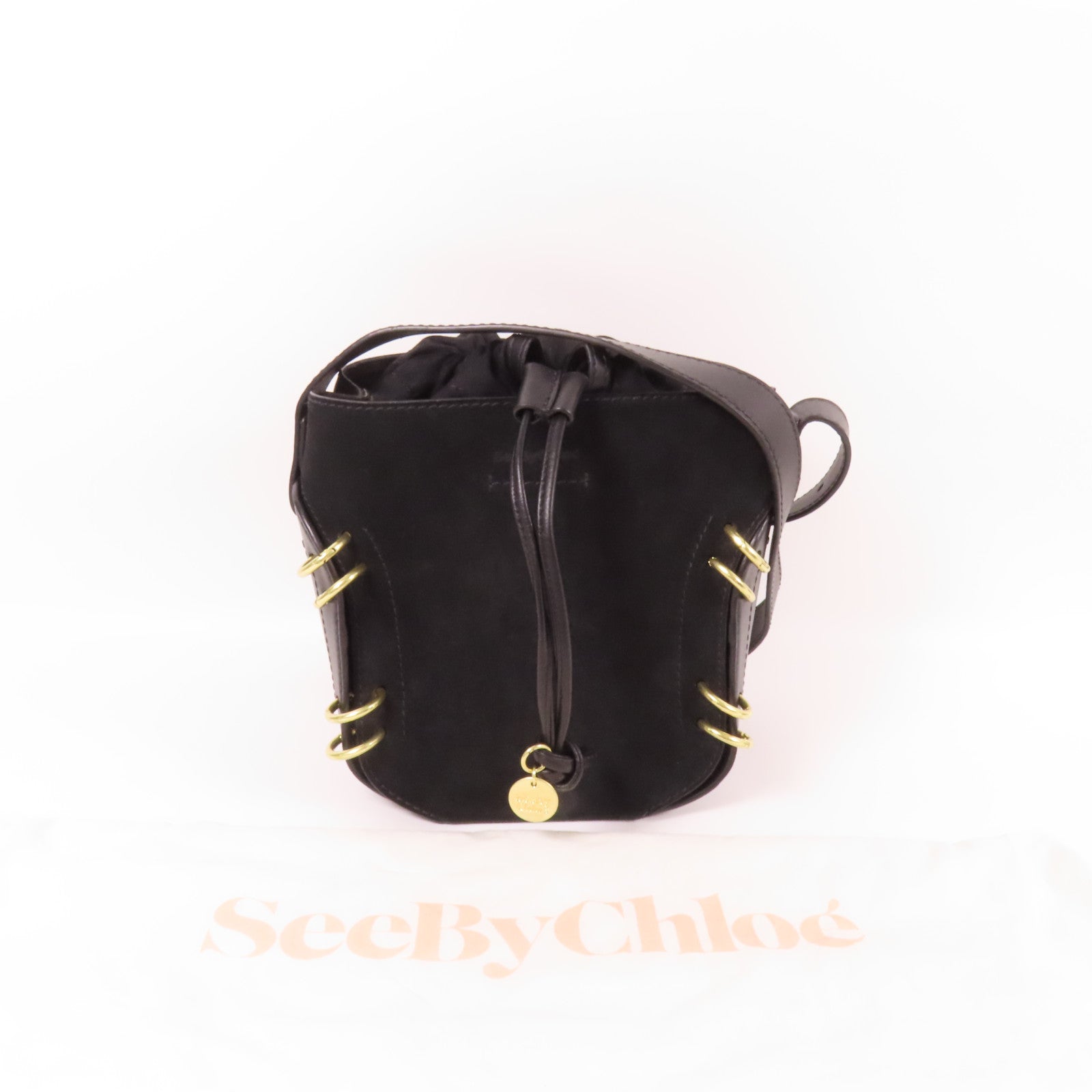 SEE BY CHLOE 麂皮/牛皮皮革Shoulder Bag金扣肩背袋