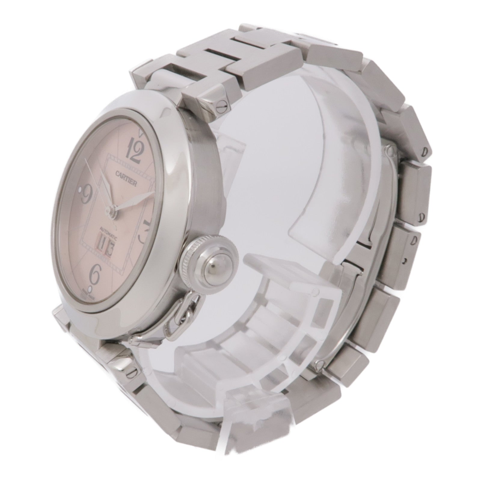 CARTIER Pasha C Big Date W31058M7 Automatic Watch Stainless Steel Pink