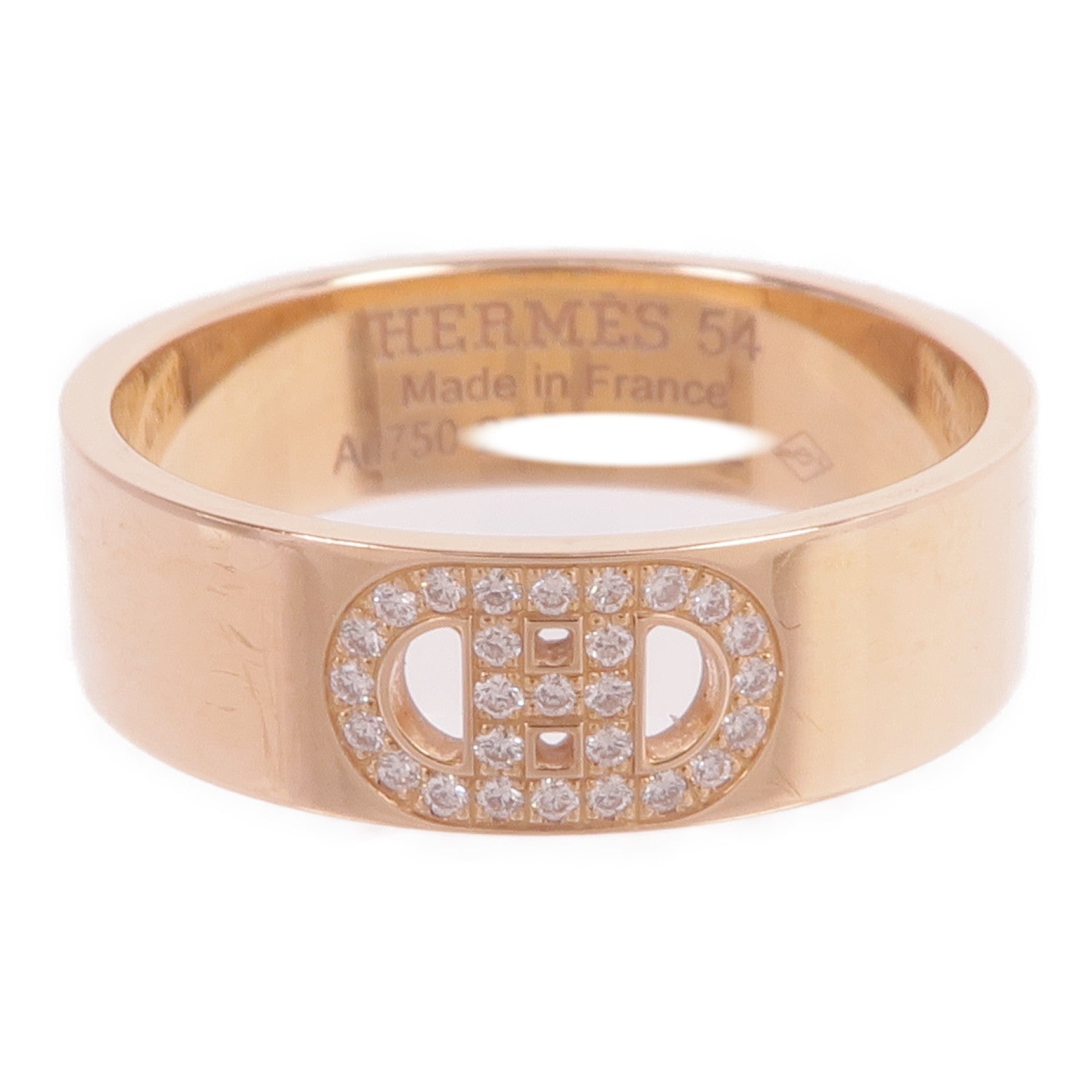 HERMES 18K玫瑰金H d'Ancre Ring鑽石戒指Hermes#54/US#6.75