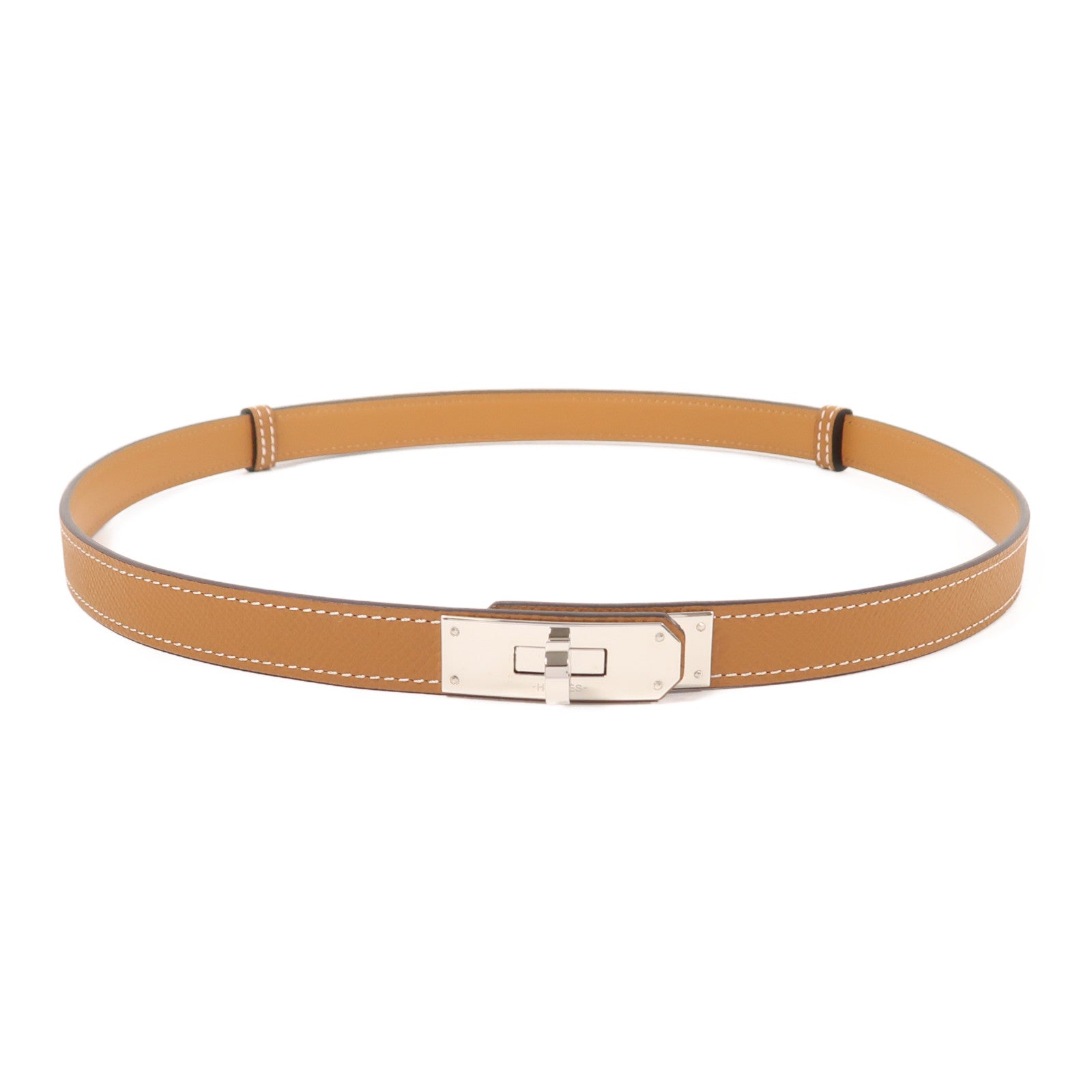 HERMES Epsom皮革Kelly Pocket 18銀扣皮帶Gold