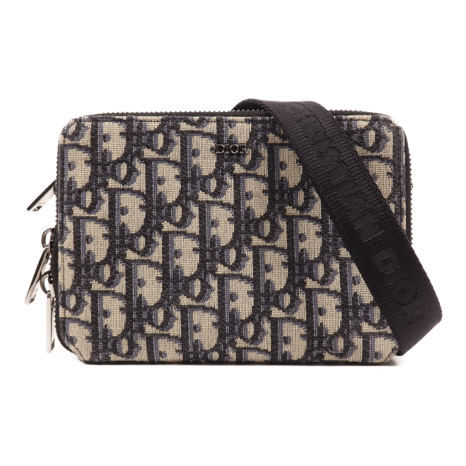 Dior 帆布Zipped Pouch With Strap銀扣肩背袋