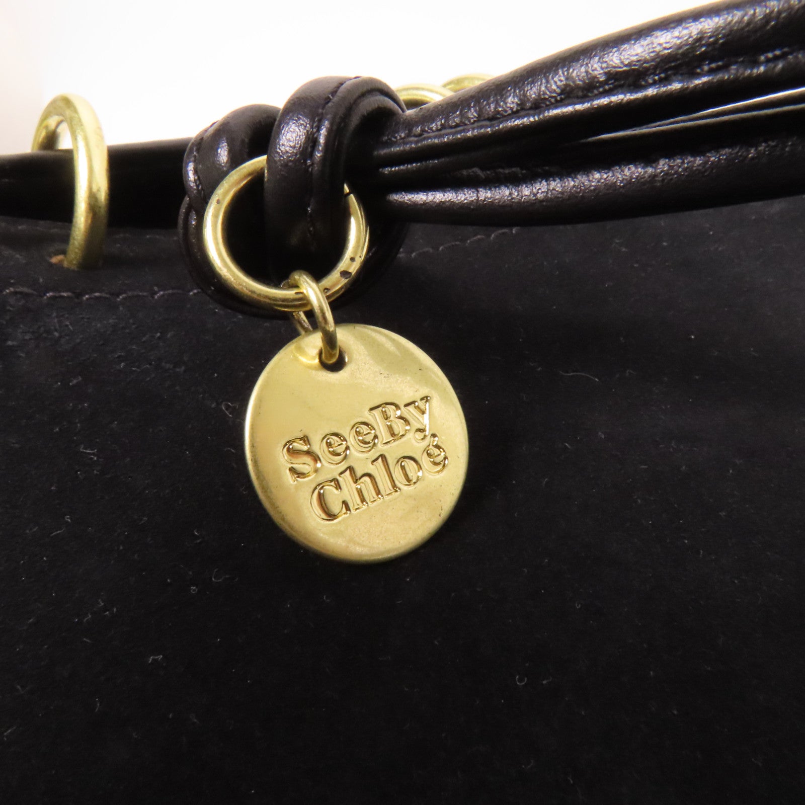 SEE BY CHLOE 麂皮/牛皮皮革Shoulder Bag金扣肩背袋