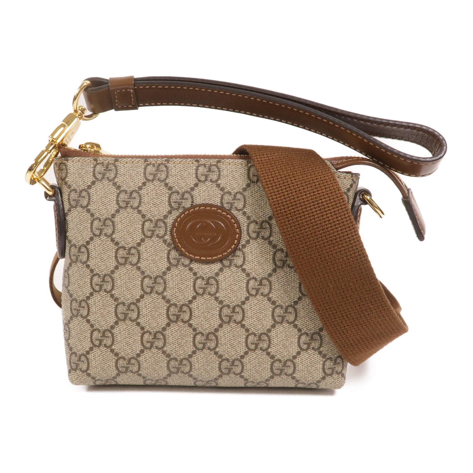 GUCCI 塗層帆布Interlocking G Messenger手挽肩背兩用袋