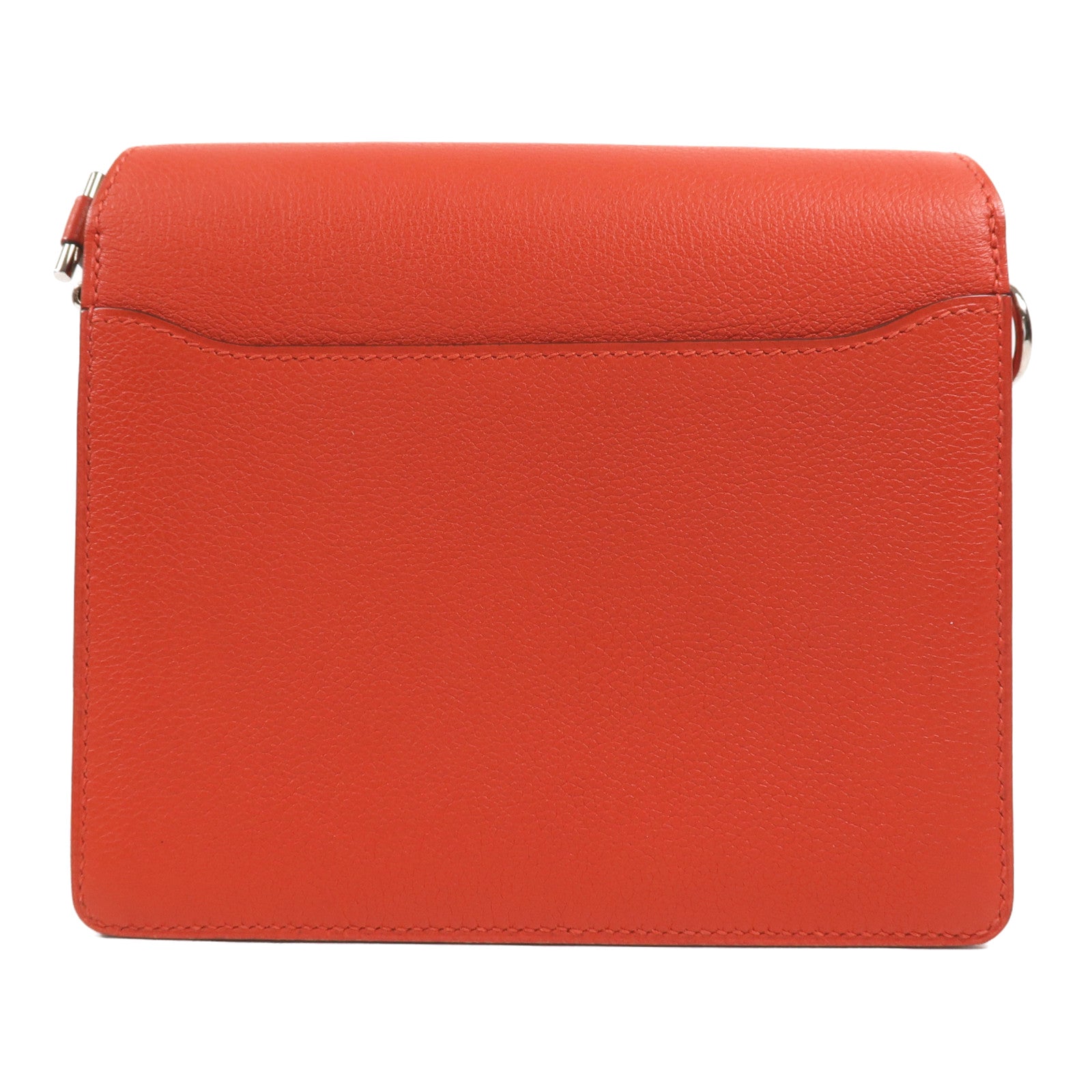 HERMES Evercolor皮革Mini Roulis銀扣肩背袋Rouge Tomate