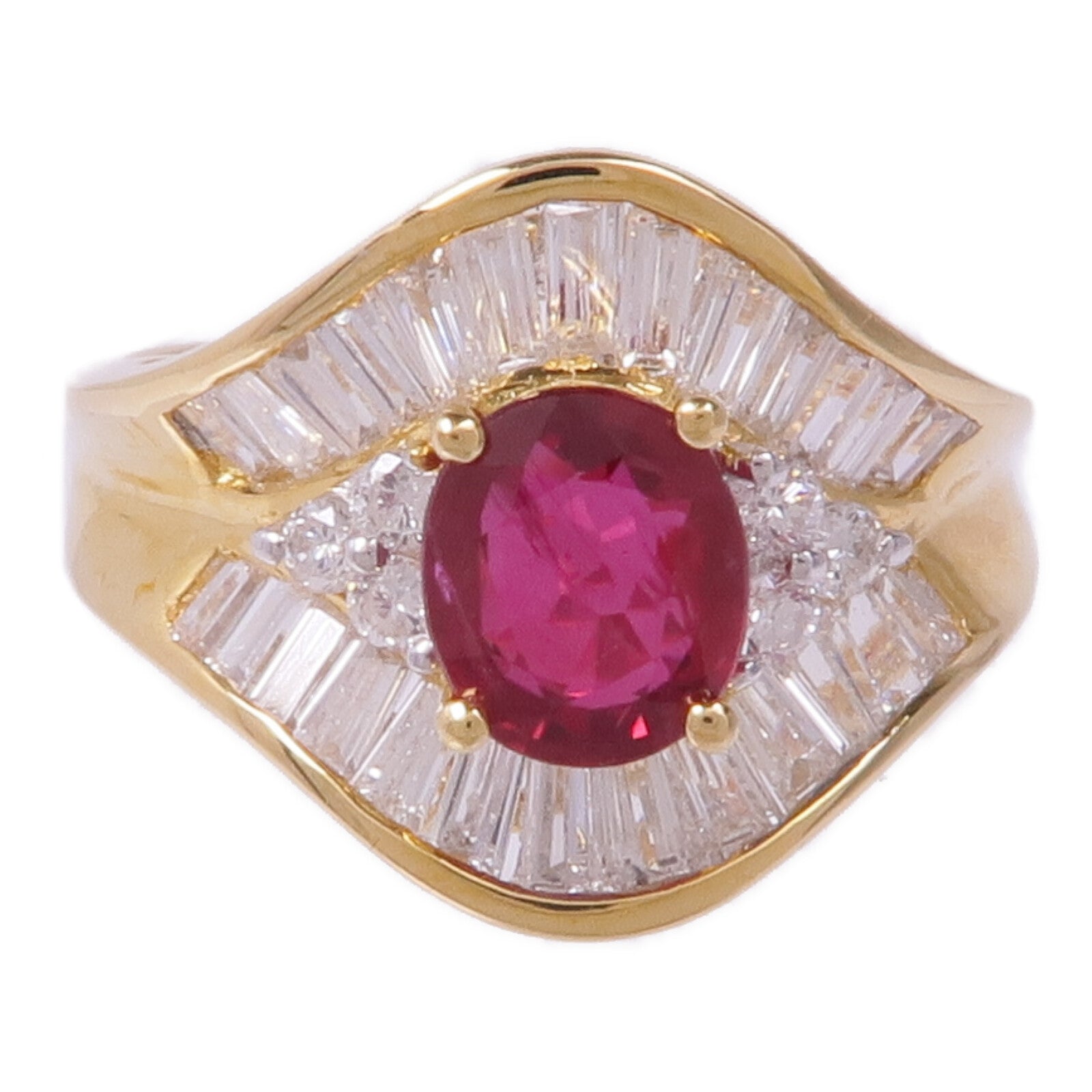 JEWELRY 18K黄金Ruby Diamond Ring紅寶石/鑽石戒指US#6.75