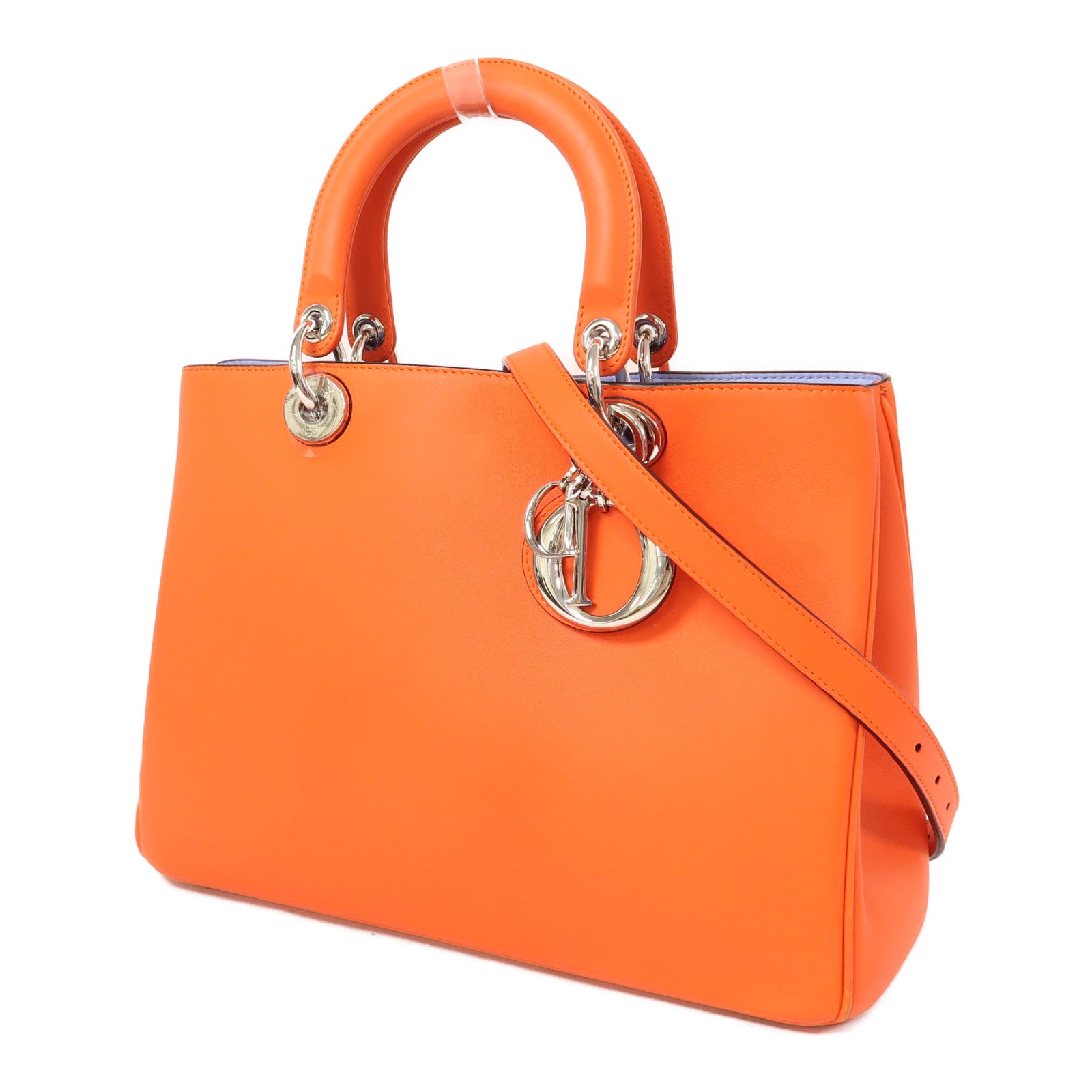 Dior (PRICE DOWN) CD SHW Diorissimo 2 Way Shoulder Bag Calfskin Leather Orange