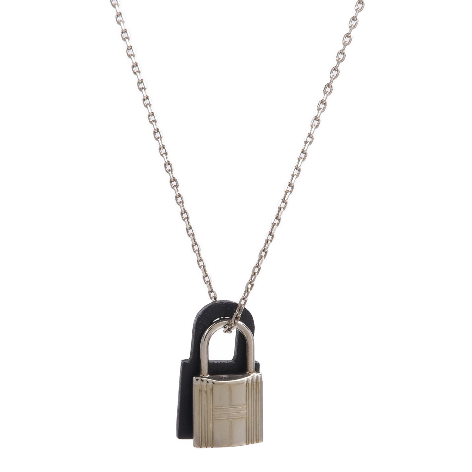 HERMES 金屬/Swift皮革O'Kelly Necklace項鍊Noir