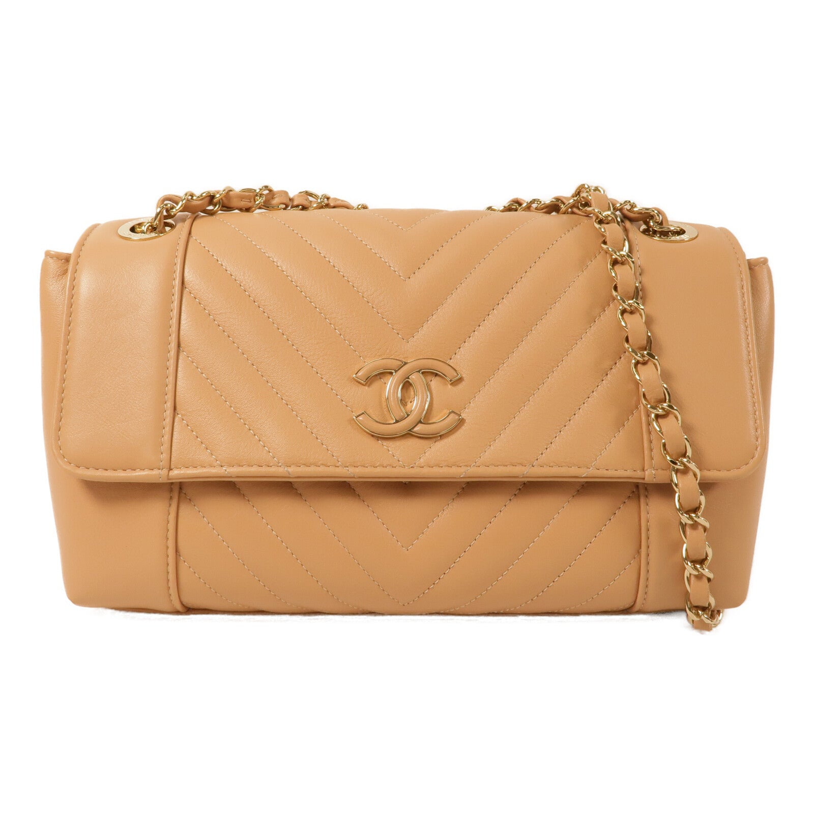 CHANEL 牛皮皮革Chain Shoulder鏈帶肩背袋