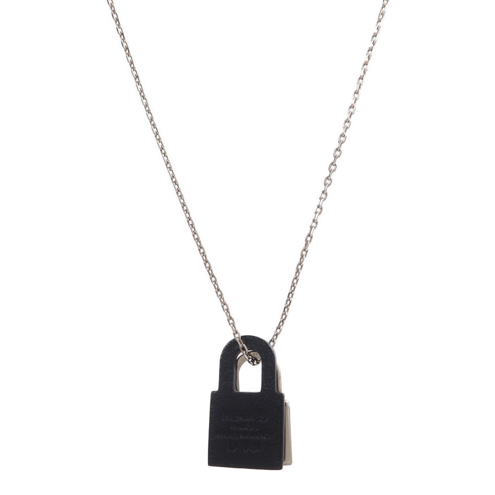 HERMES 金屬/Swift皮革O'Kelly Necklace項鍊Noir