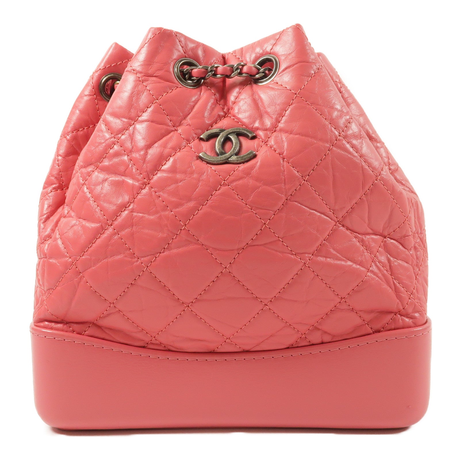 CHANEL 牛皮皮革Gabrielle Backpack鏈帶肩背袋