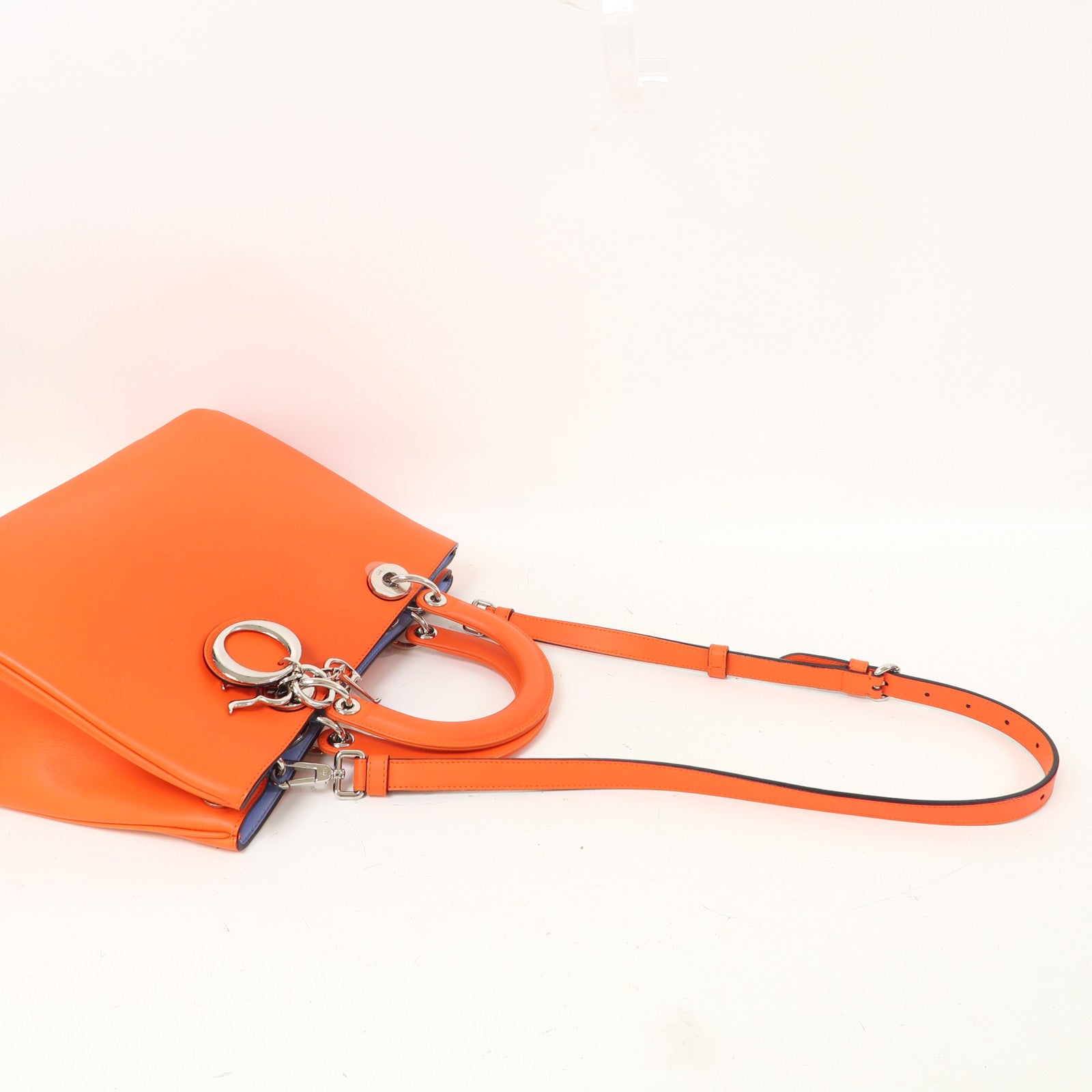 Dior (PRICE DOWN) CD SHW Diorissimo 2 Way Shoulder Bag Calfskin Leather Orange