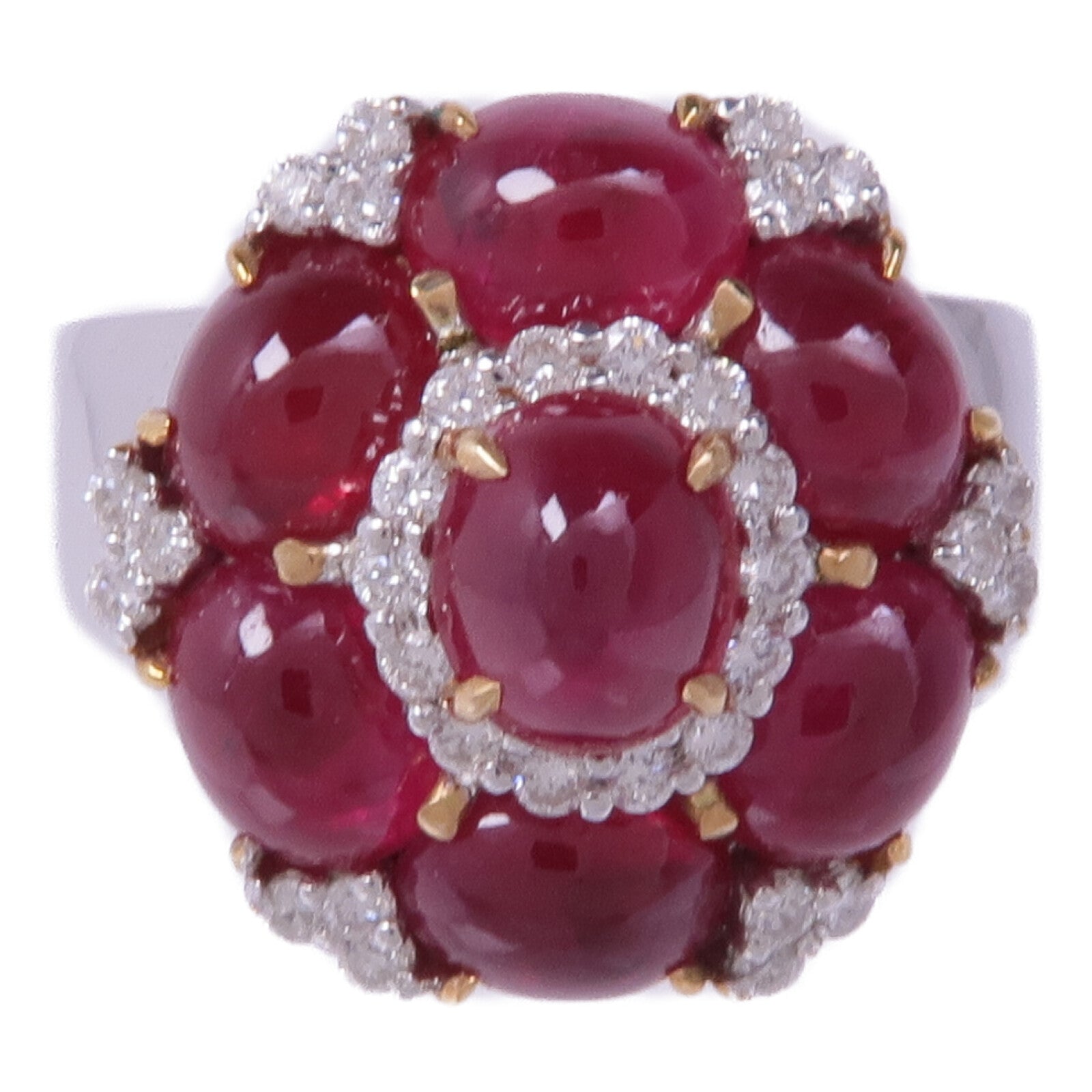 JEWELRY 18K黃金/白金/玫瑰金Ruby Diamond Ring紅寶石/鑽石戒指US#6