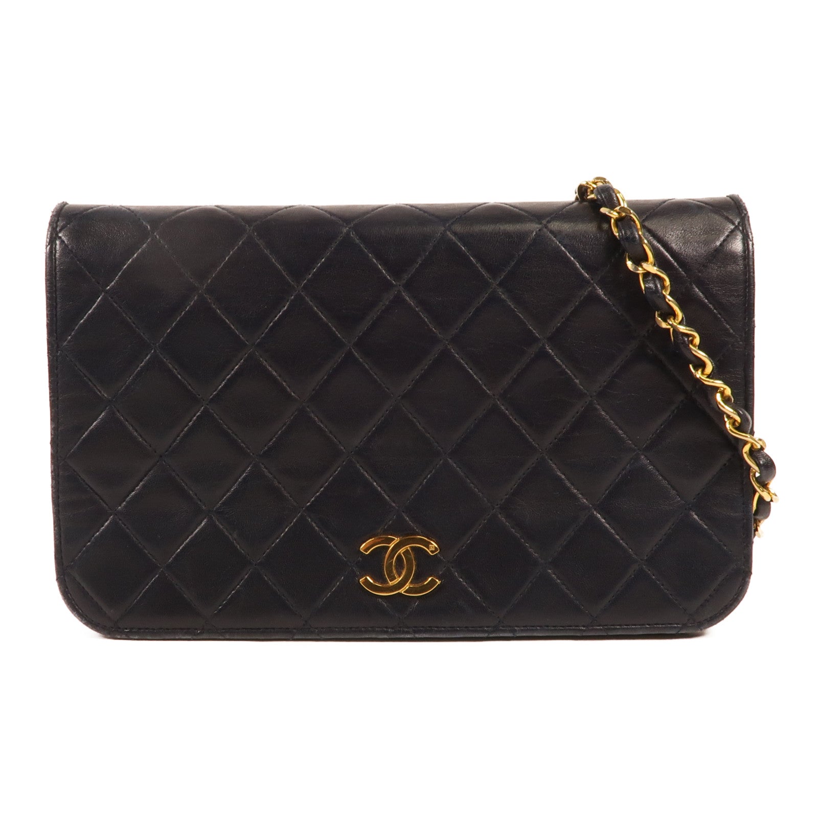 CHANEL 羊皮皮革Chain Shoulder金扣鏈帶肩背袋