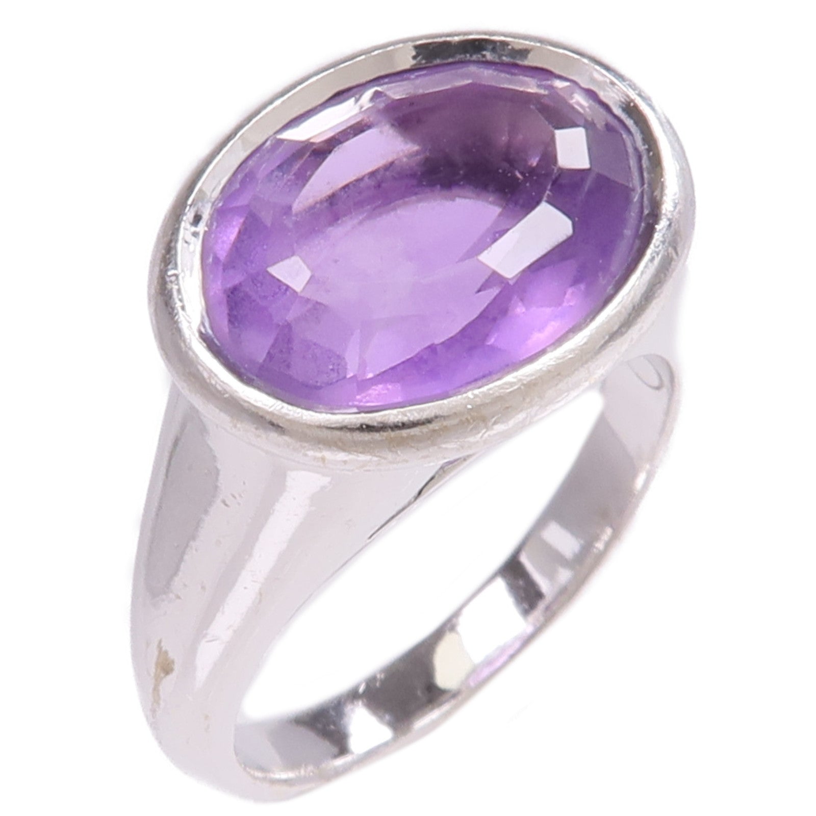 JEWELRY 18K白金Amethyst Ring紫晶戒指US#7