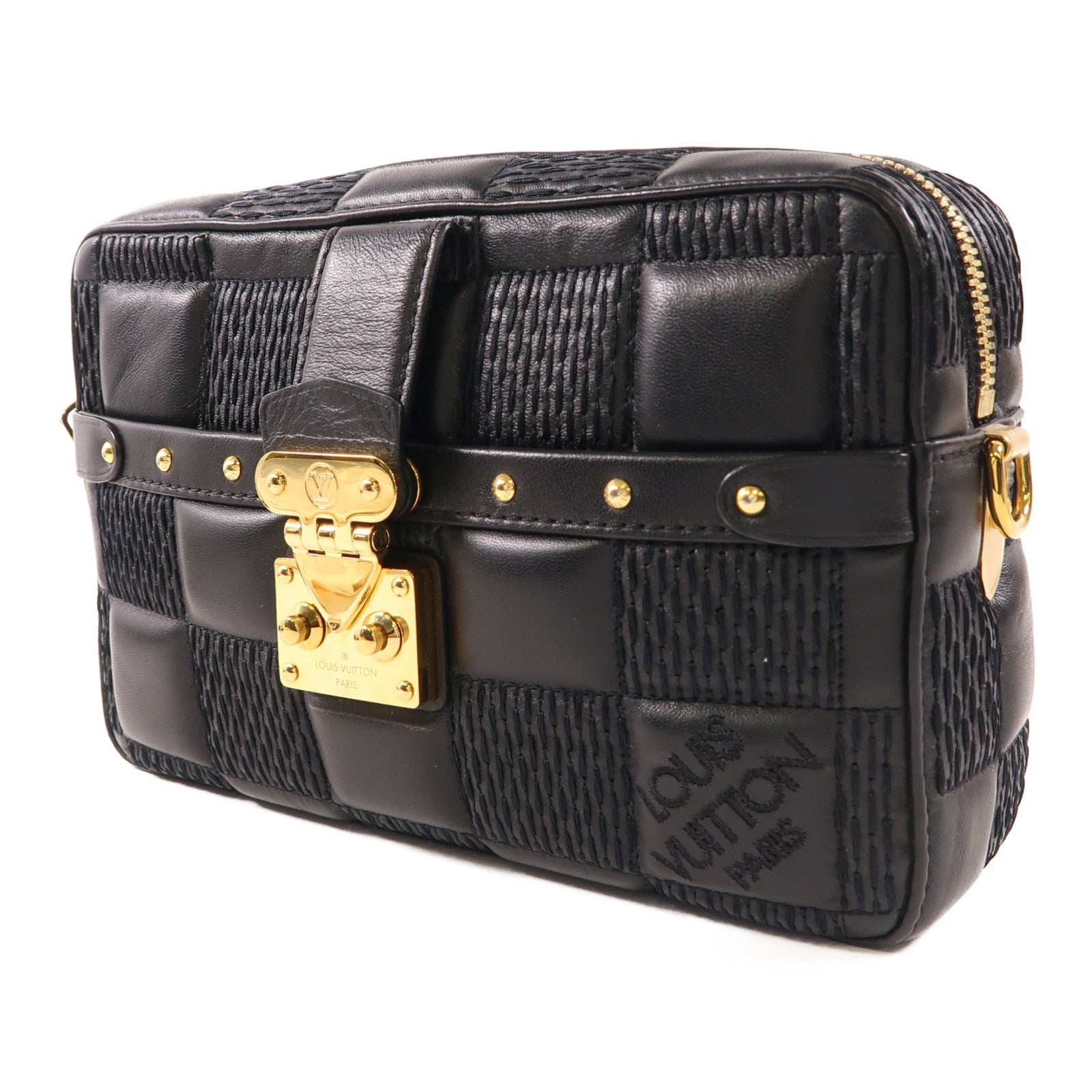 LOUIS VUITTON LV GHW Troca PM Shoulder Bag M59116 Damier Quilt Black