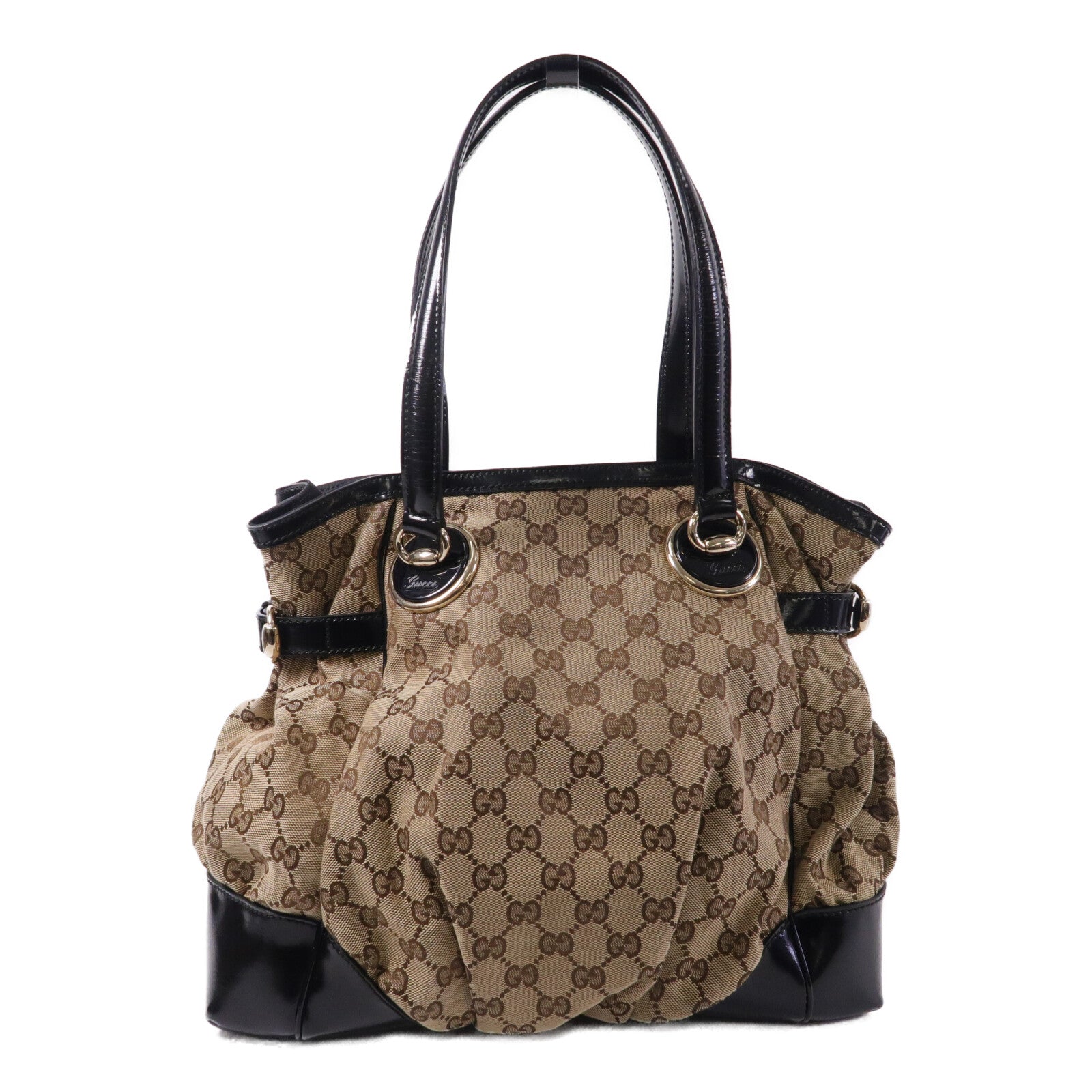 GUCCI 帆布/漆皮皮革Hand Bag手挽袋