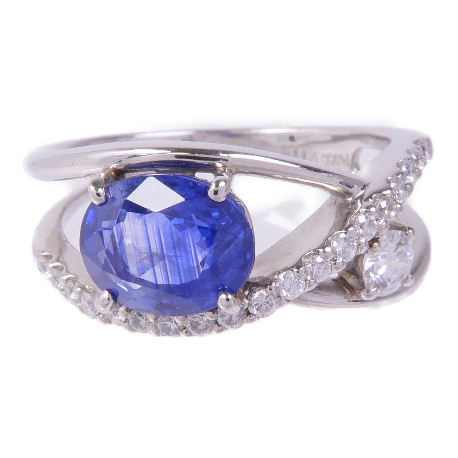 JEWELRY PT900鉑金Sapphire Diamond Ring藍寶石/鑽石戒指US#7.5