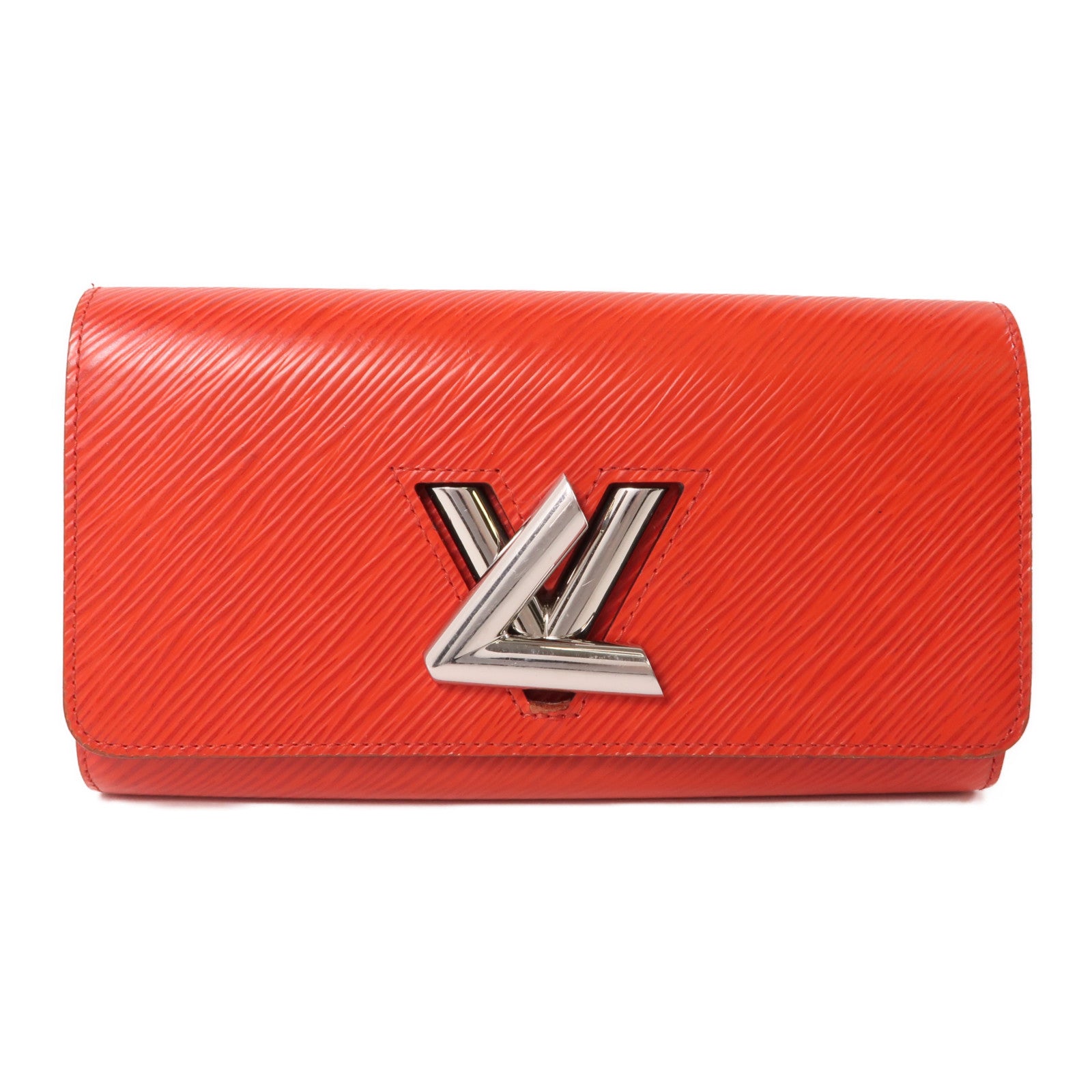 LOUIS VUITTON Epi Portefeuille Twist銀扣長錢包紅色