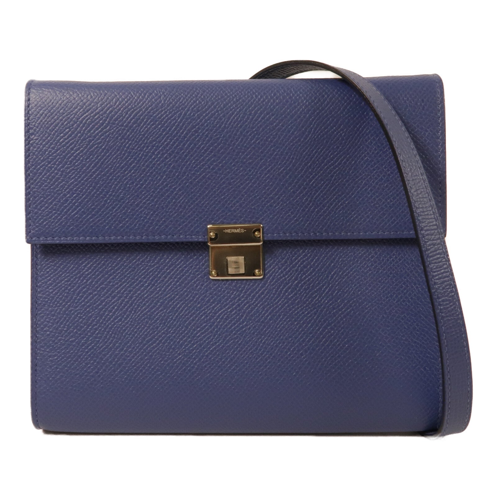 HERMES Epsom皮革Clic 16肩背袋Blue Brighton