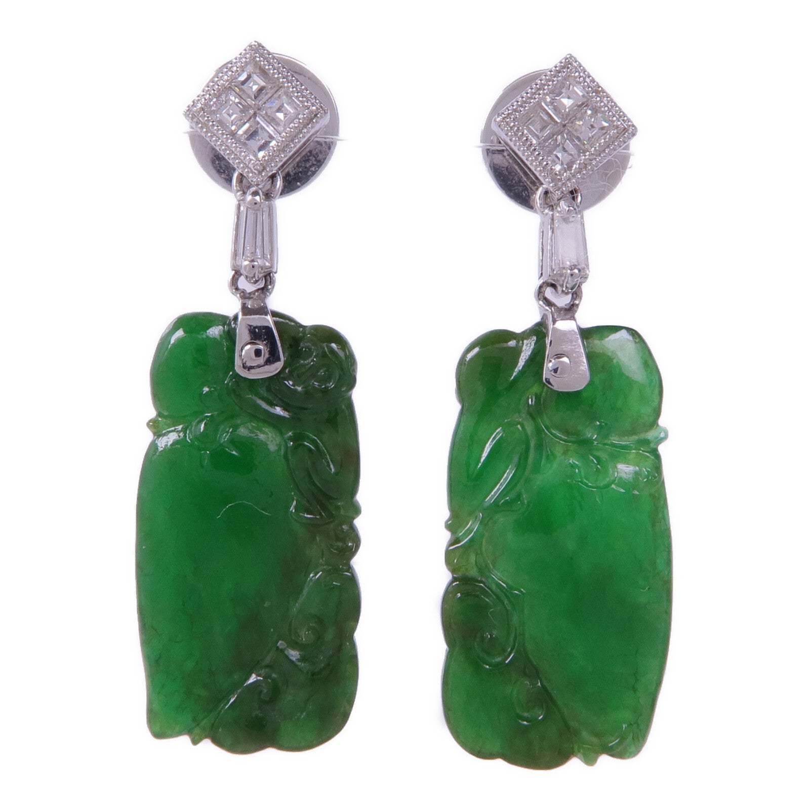 JEWELRY 18K白金Jade Earrings翡翠耳環