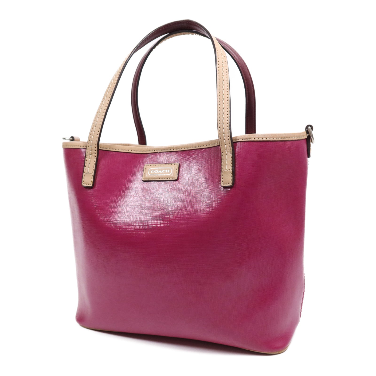 COACH 牛皮皮革Tote Bag銀扣手挽袋