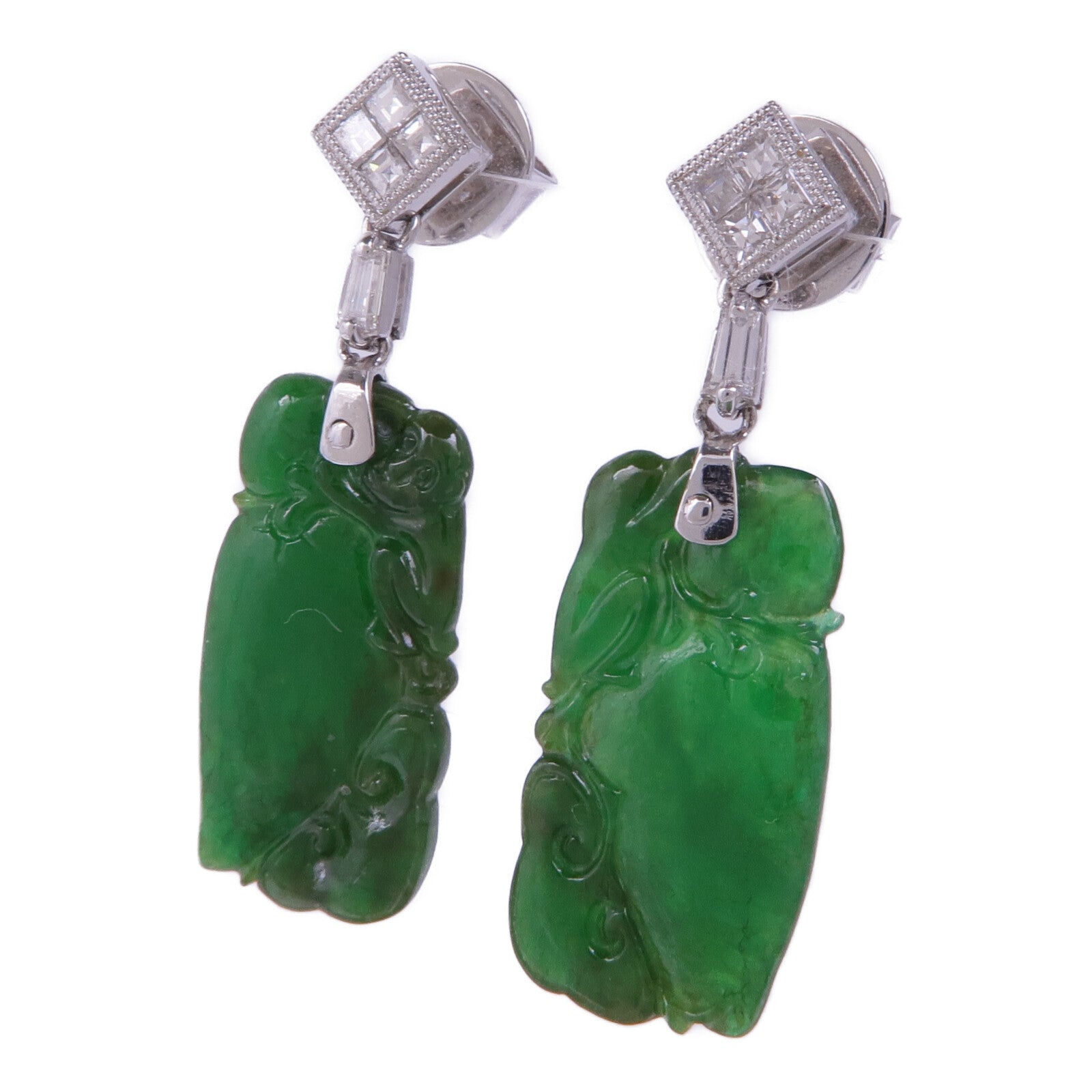JEWELRY 18K白金Jade Earrings翡翠耳環