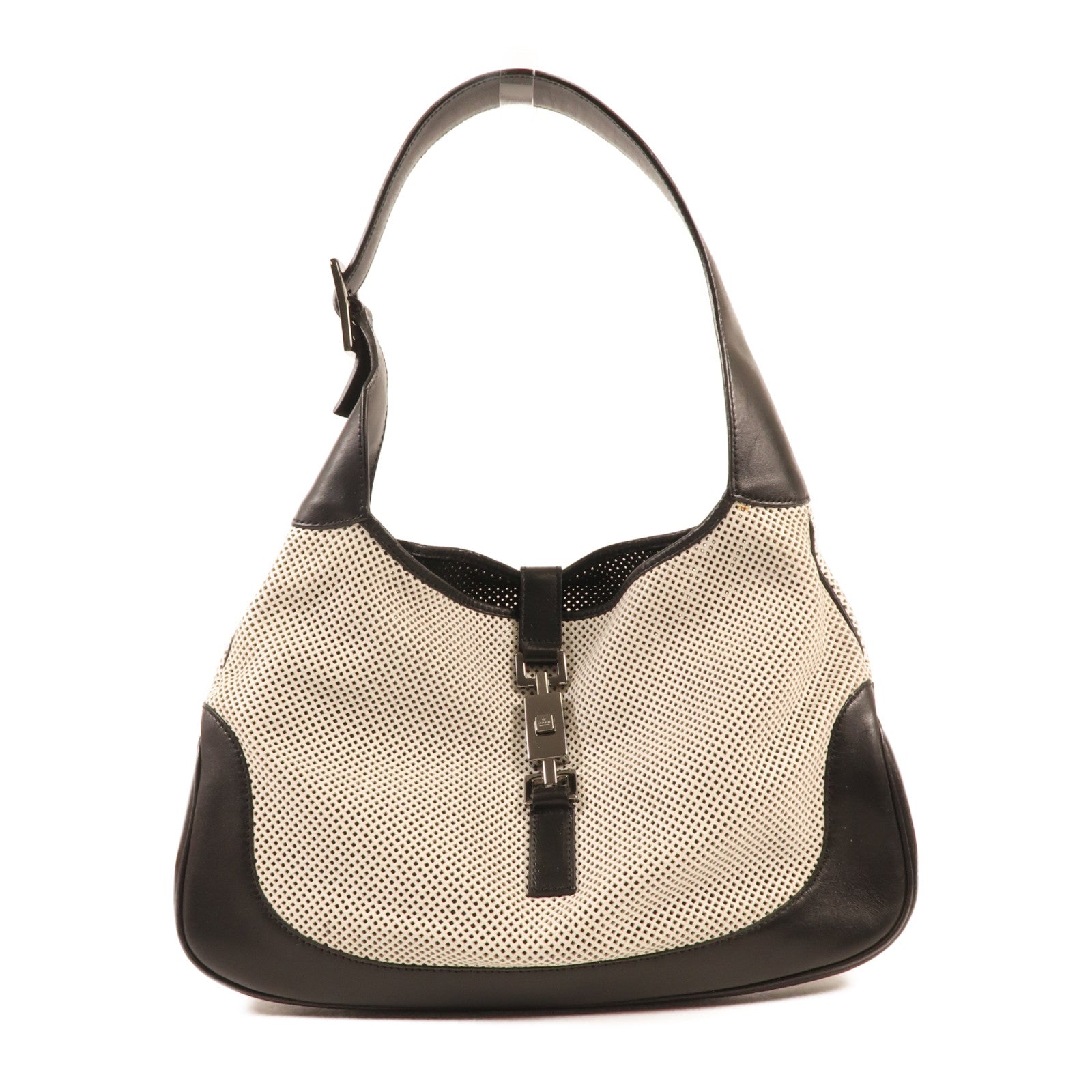 GUCCI 帆布Shoulder Bag銀扣肩背袋