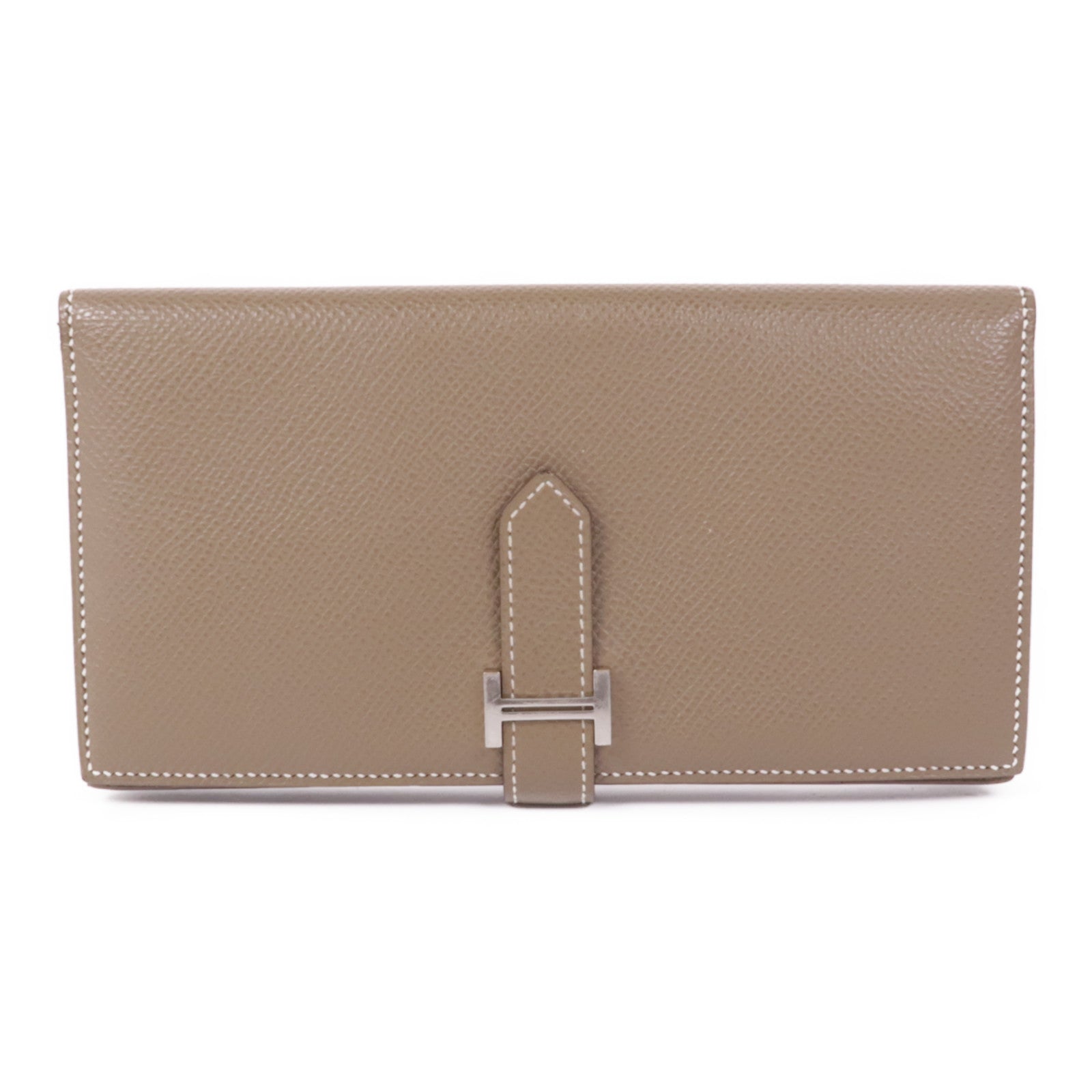 HERMES PHW Bearn Long Wallet Veau Epsom Leather Etoupe