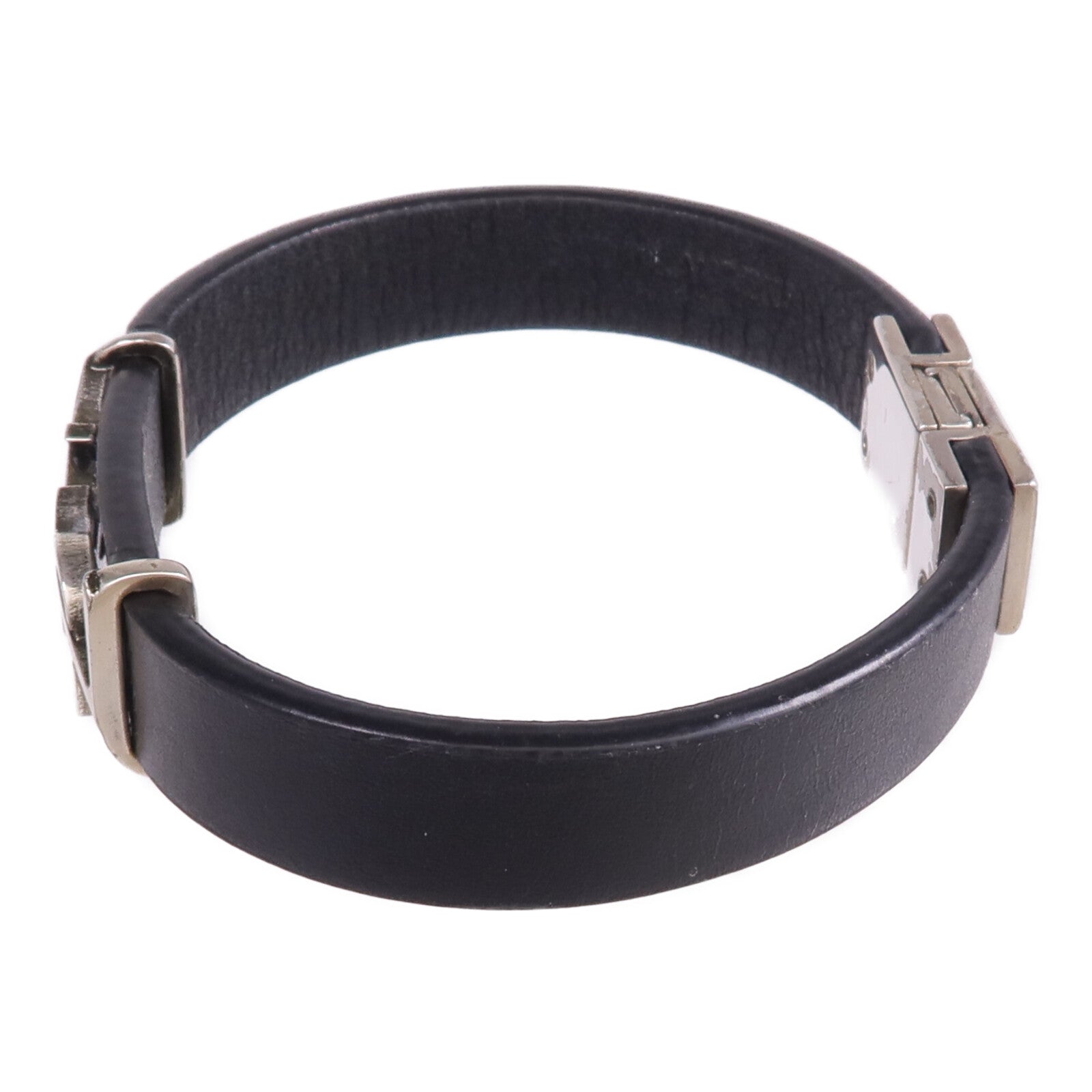 SAINT LAURENT 牛皮皮革Bracelet銀扣手帶