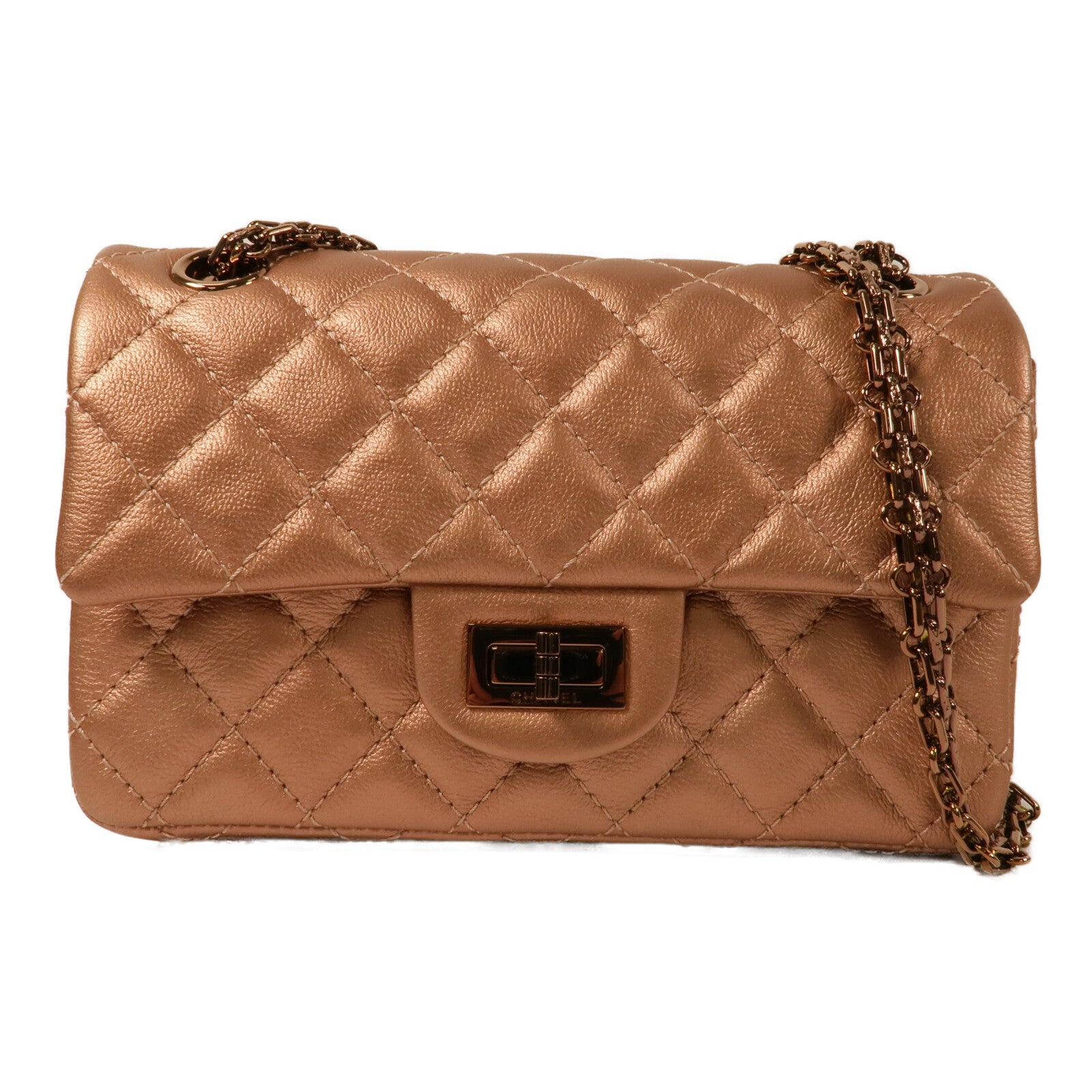 CHANEL 牛皮皮革2.55 Mini鏈帶肩背袋