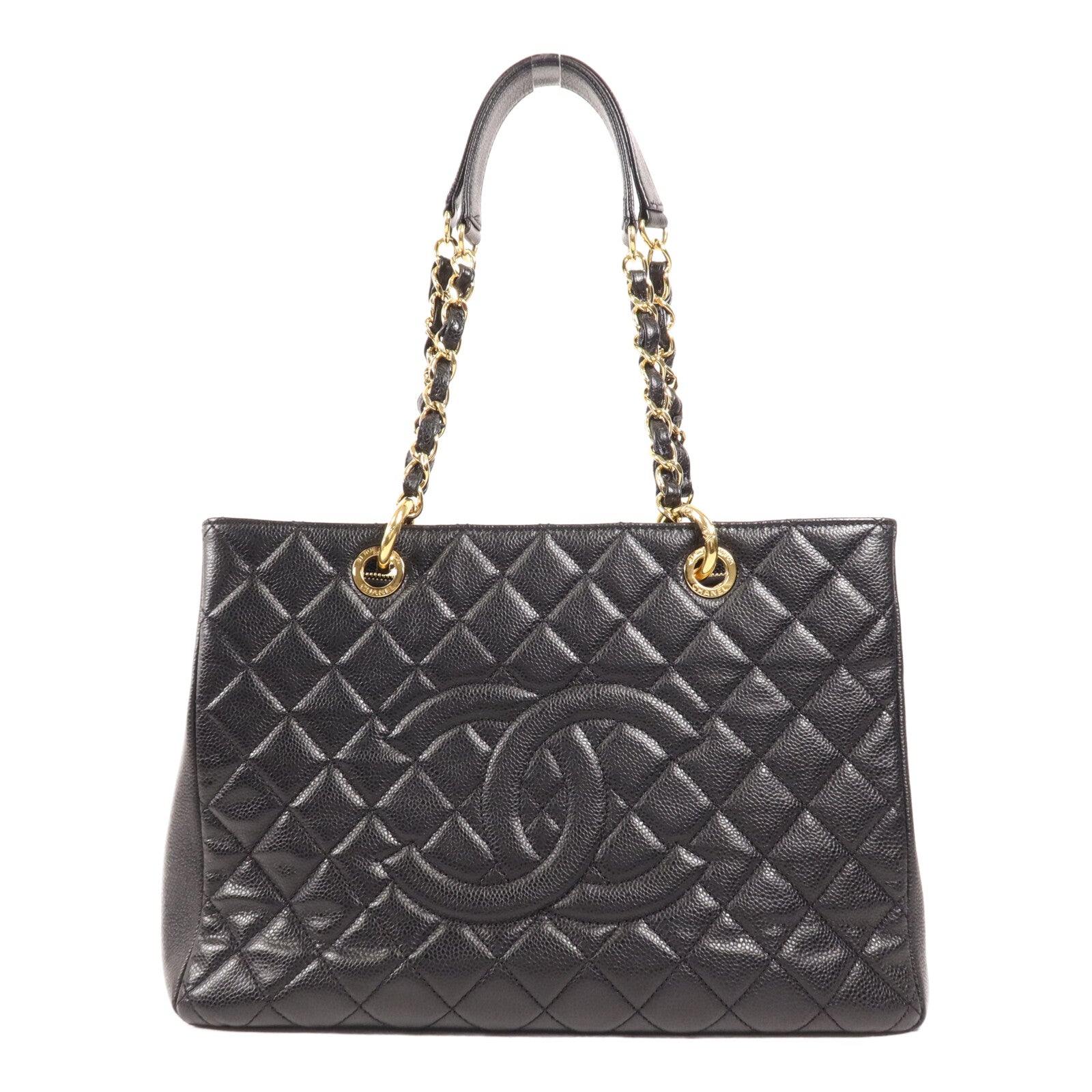 CHANEL 牛皮皮革GST Grand Shopping Tote Bag金扣鏈帶肩背袋