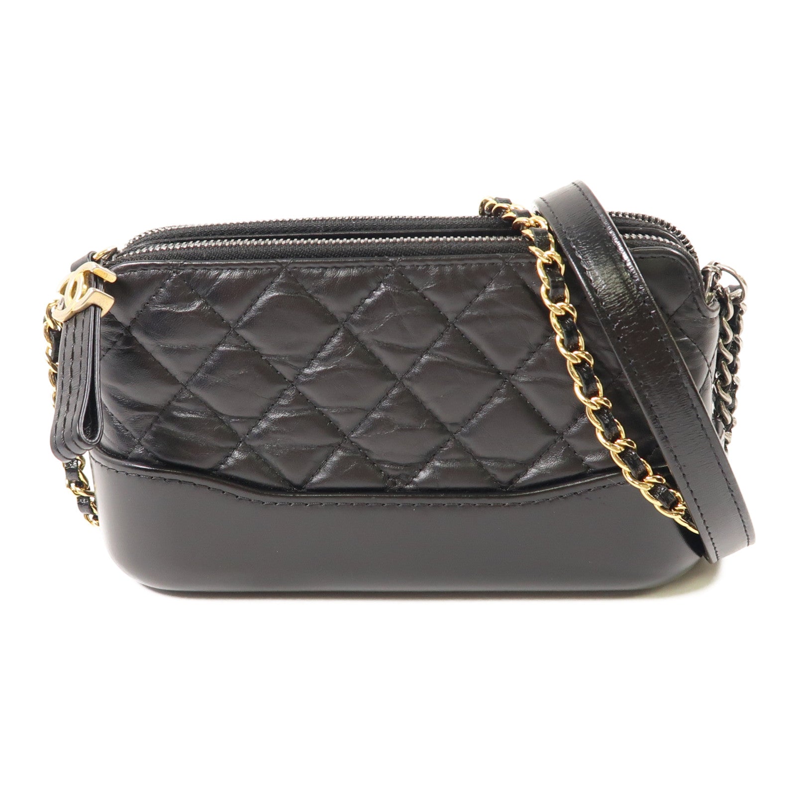 CHANEL 牛皮皮革Gabrielle WOC Wallet On Chain Shoulder Bag金扣鏈帶肩背袋